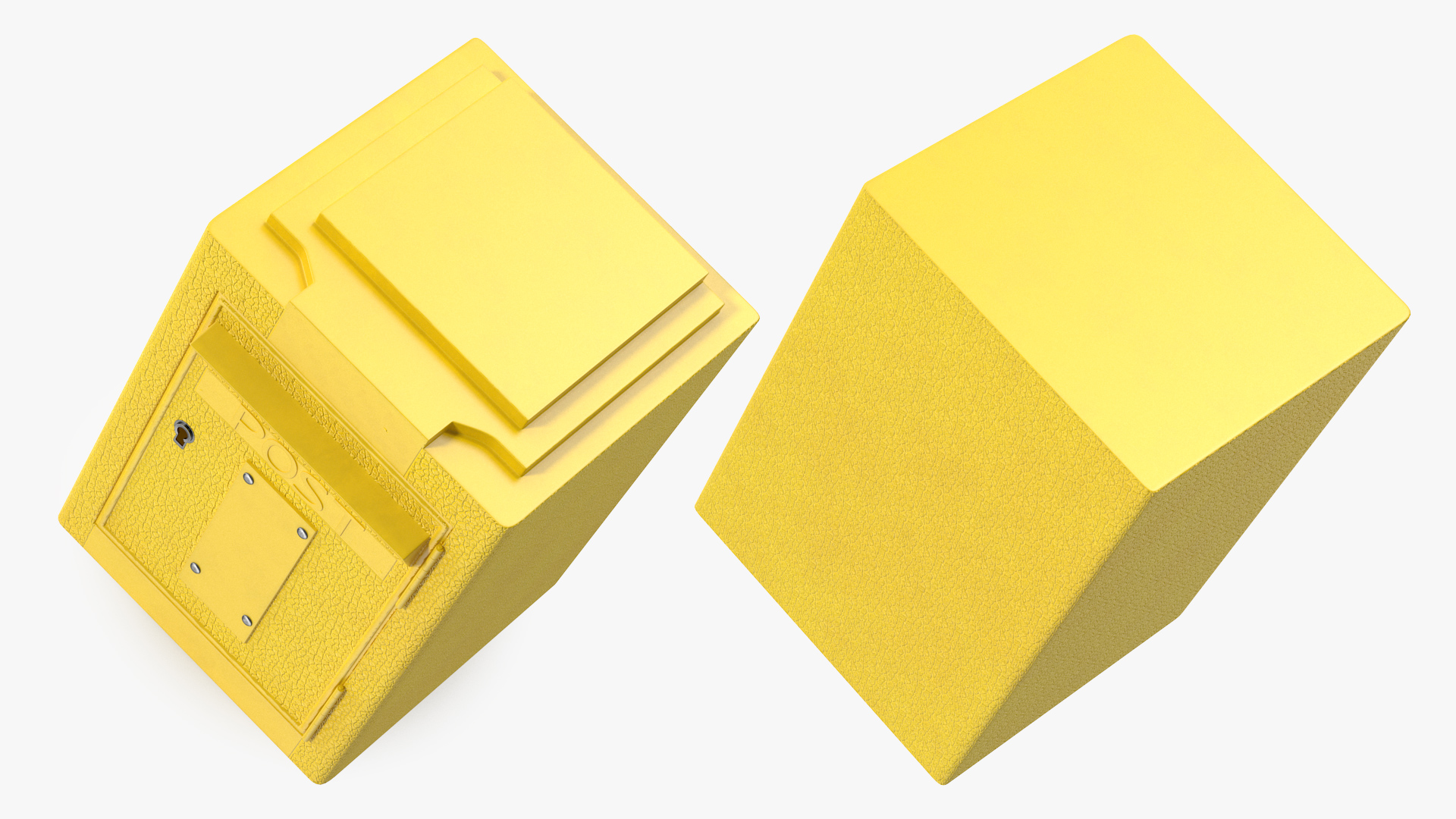 3D model Vintage Wall Mounted Yellow Mailbox
