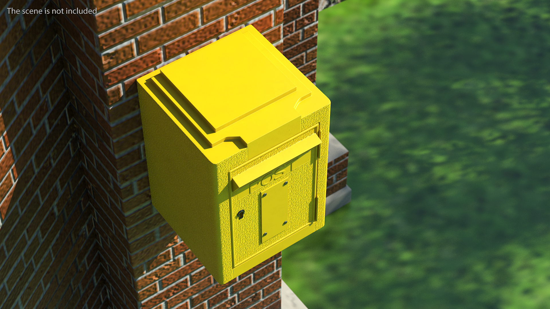 3D model Vintage Wall Mounted Yellow Mailbox
