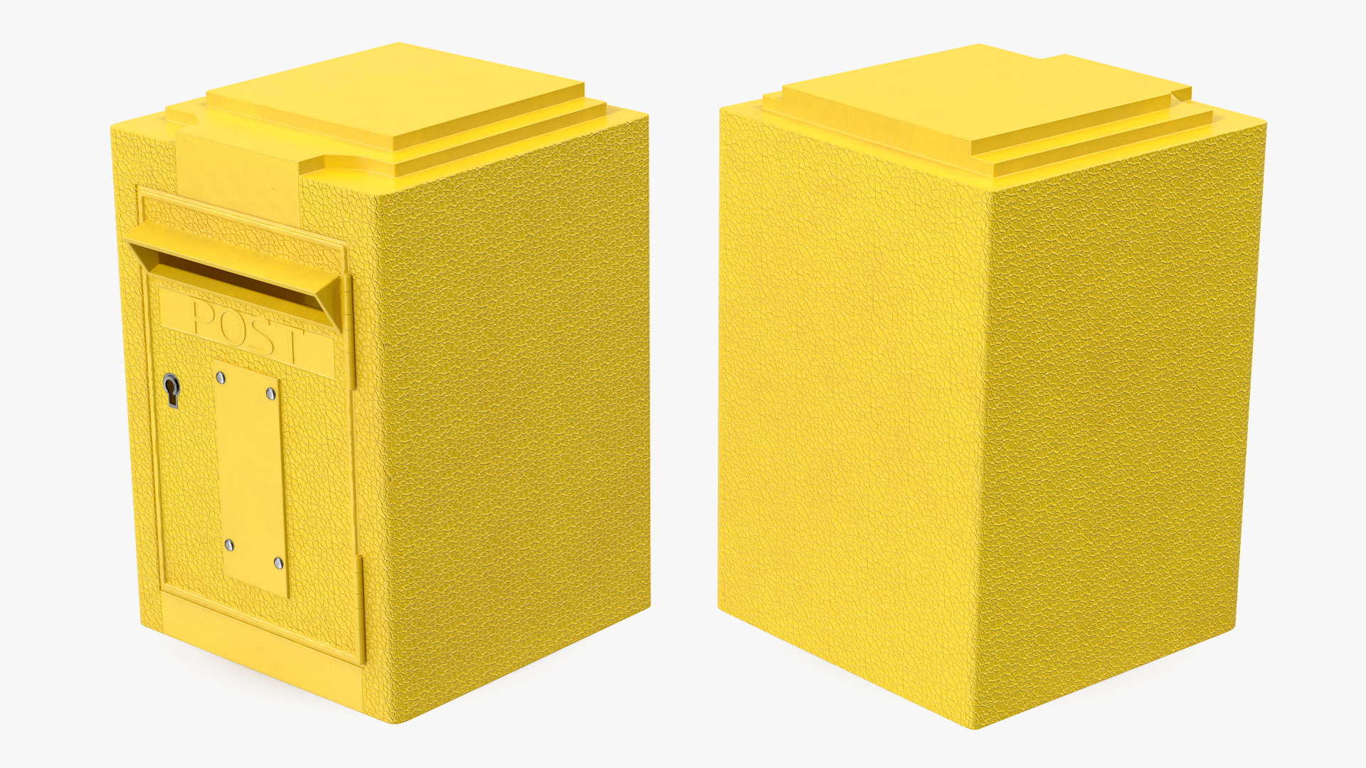 3D model Vintage Wall Mounted Yellow Mailbox