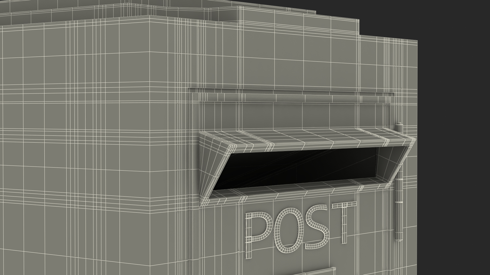 3D model Vintage Wall Mounted Yellow Mailbox