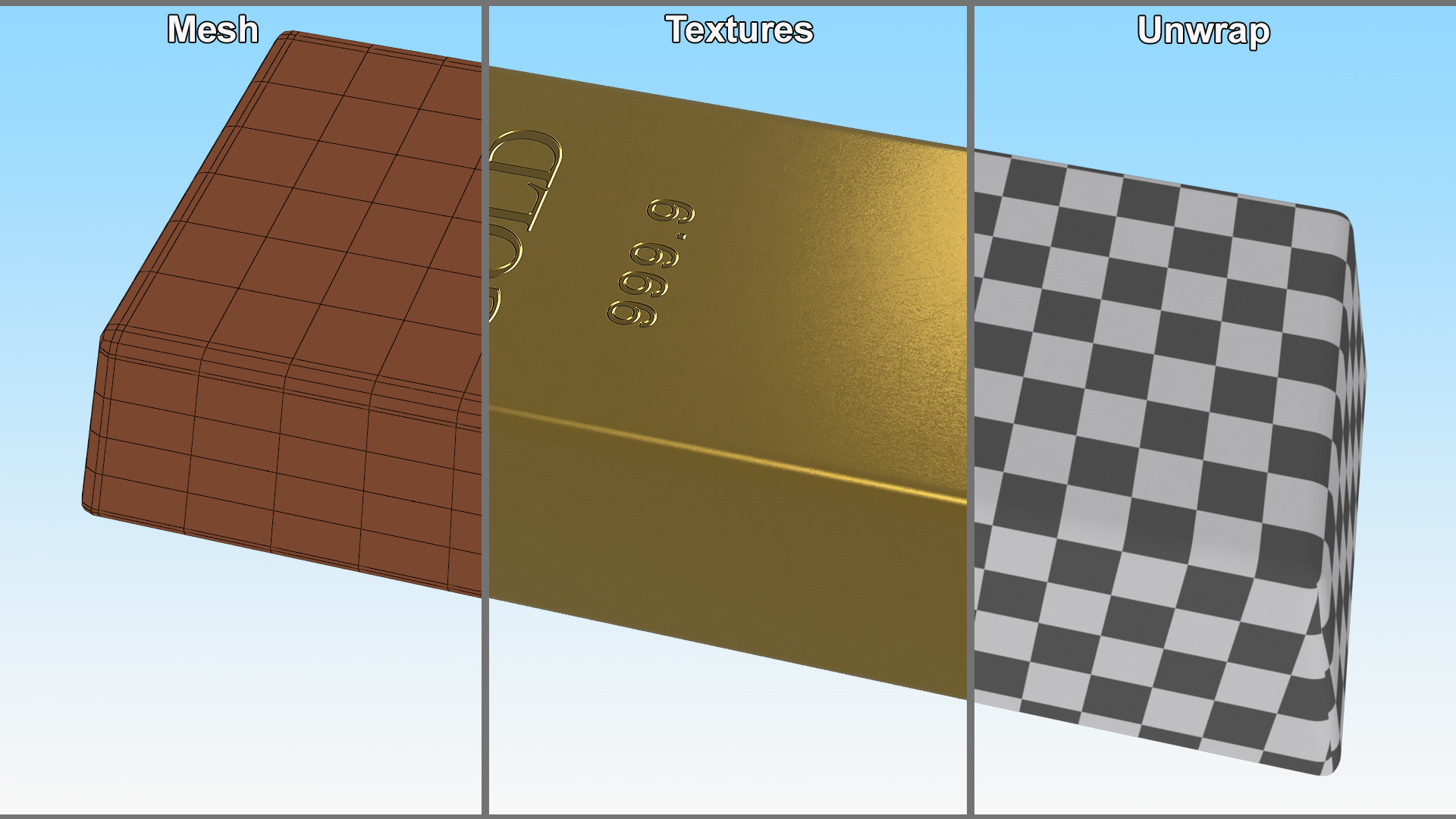 Gold Bullion Bar 1000g 3D
