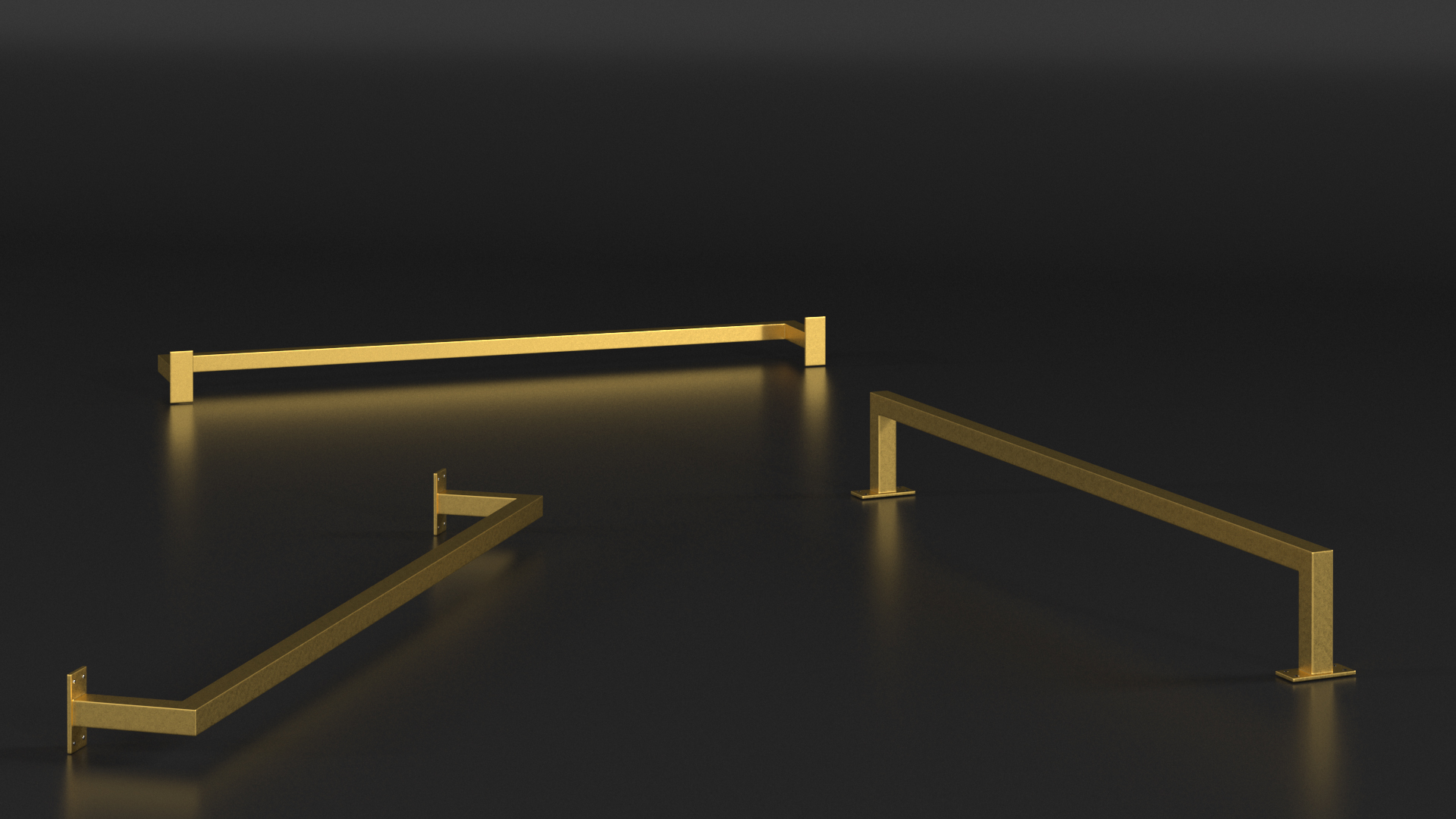 3D Wall Mounted Cloth Rack Gold model