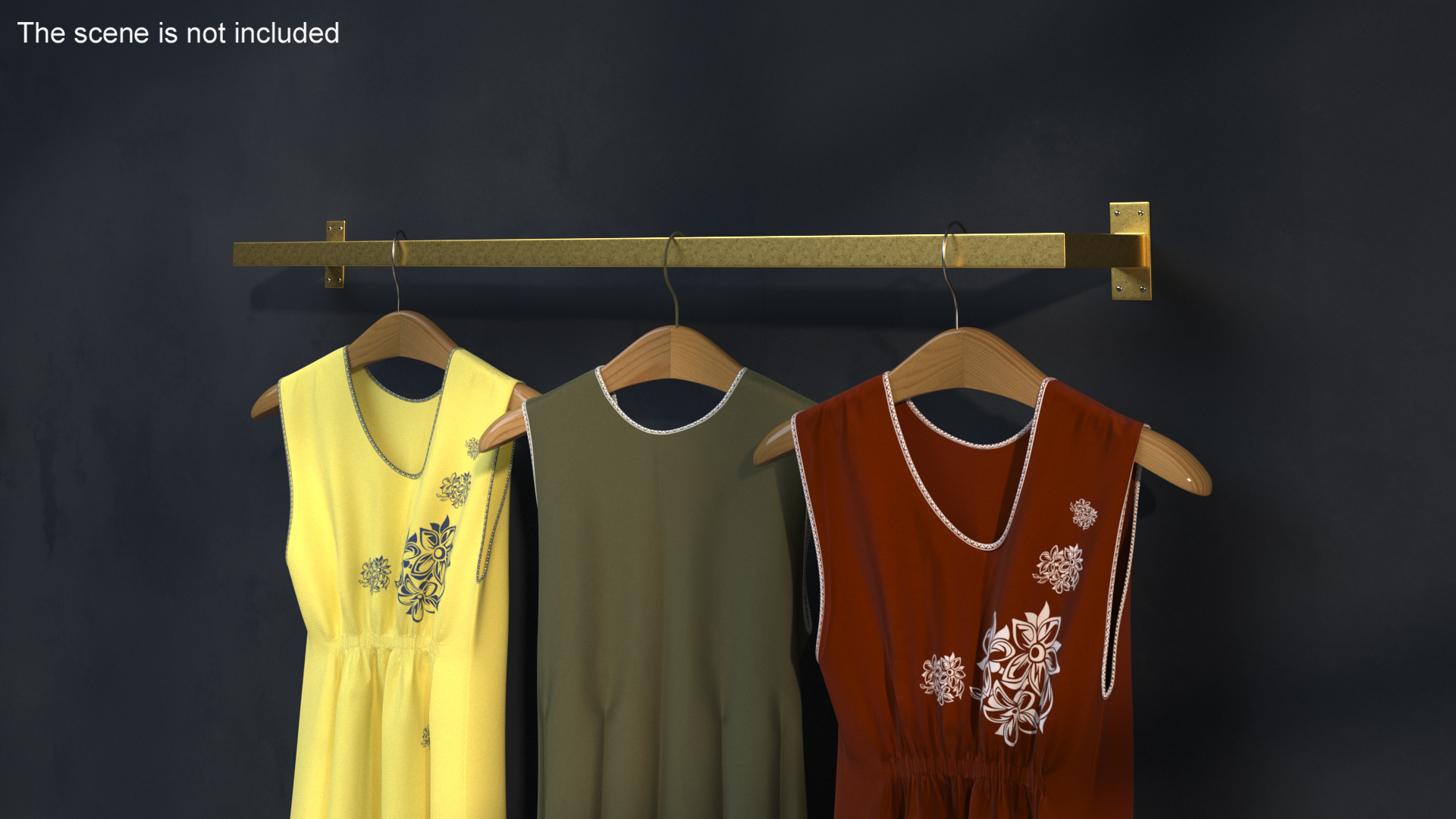 3D Wall Mounted Cloth Rack Gold model