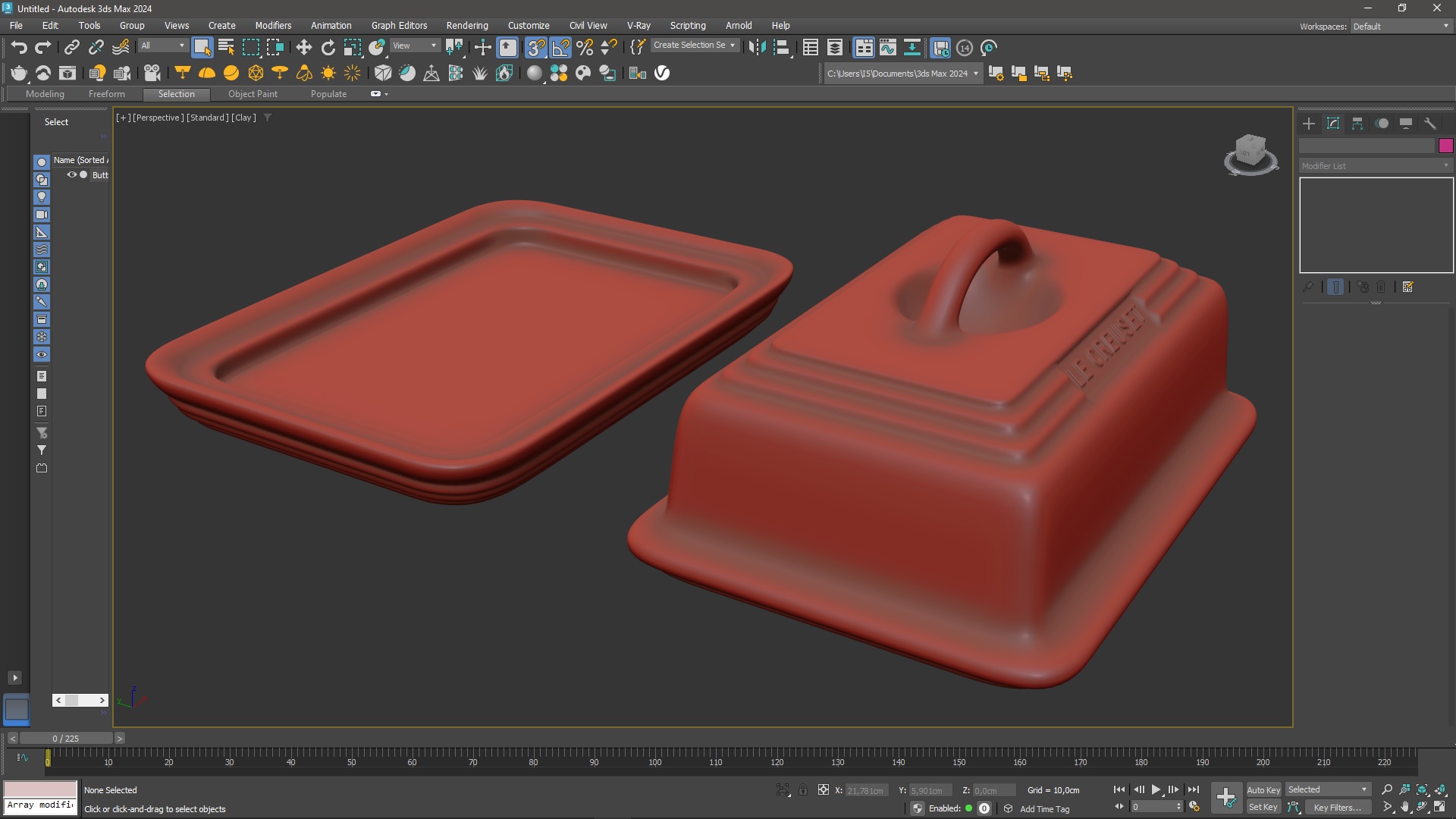 Butter Dish Le Creuset Red for 3D Print 3D model