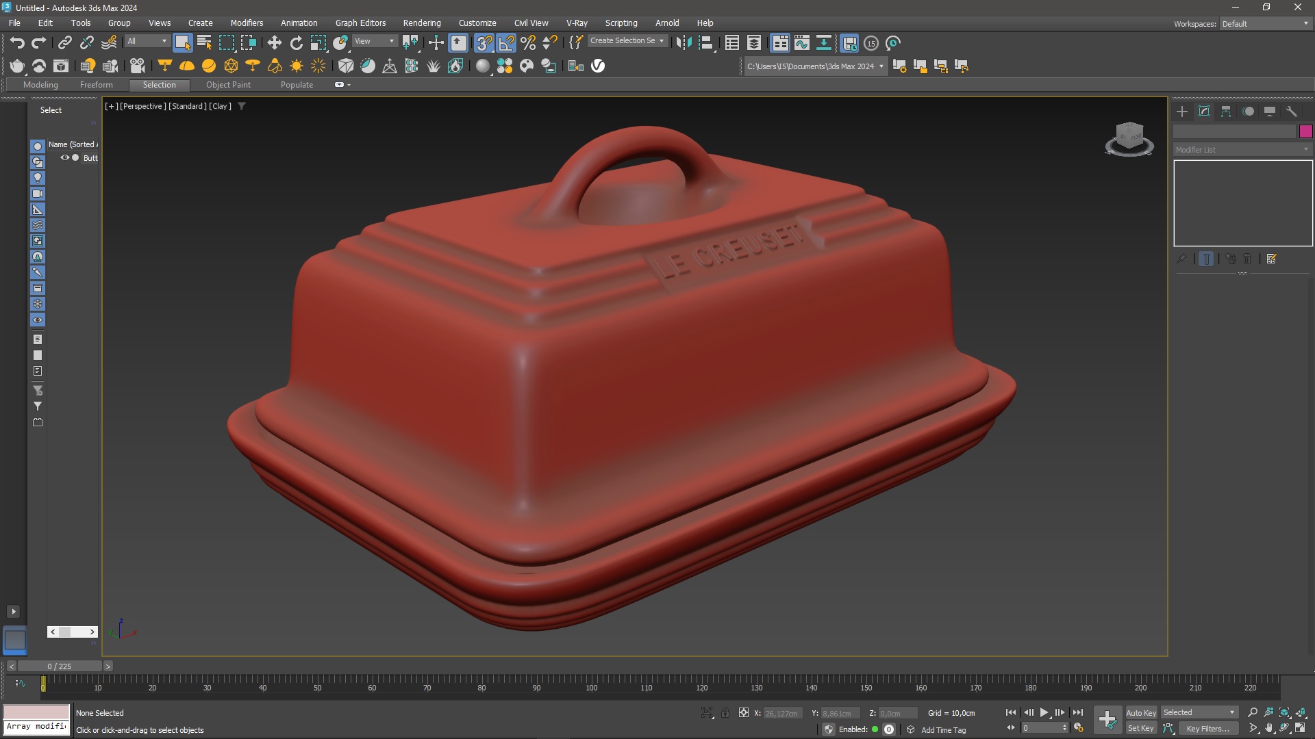Butter Dish Le Creuset Red for 3D Print 3D model