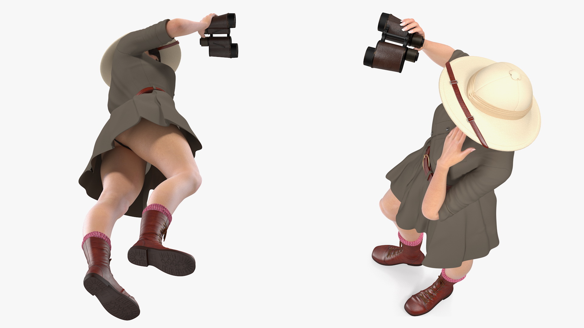 3D Women in Zookeeper Clothes