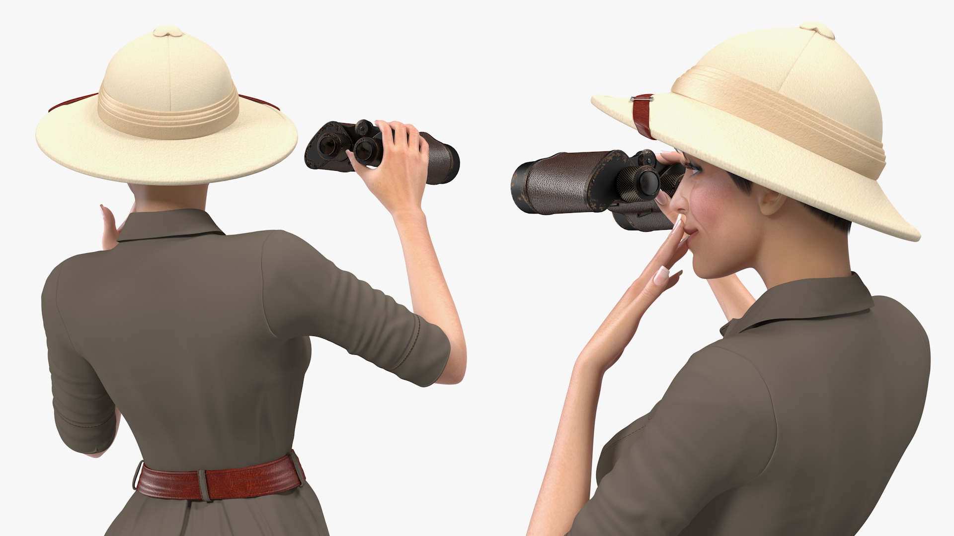 3D Women in Zookeeper Clothes