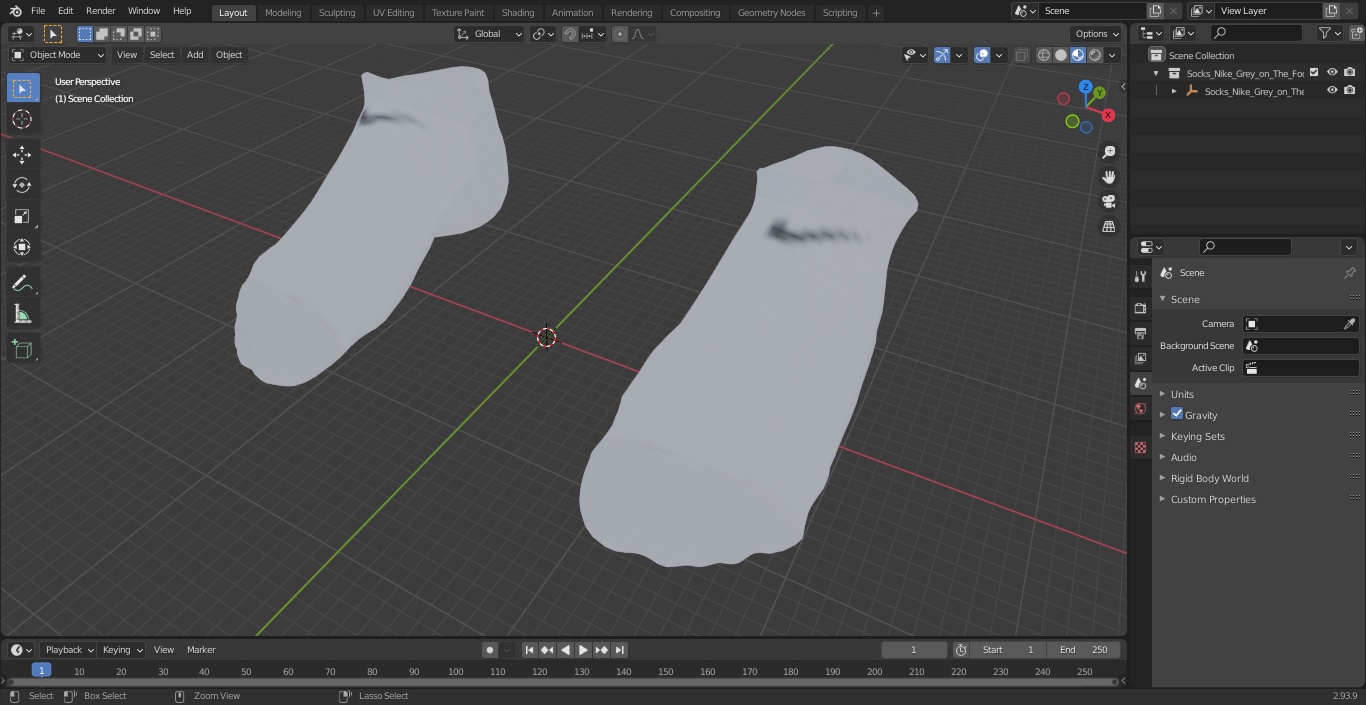 3D Socks Nike Grey on The Foot Standing