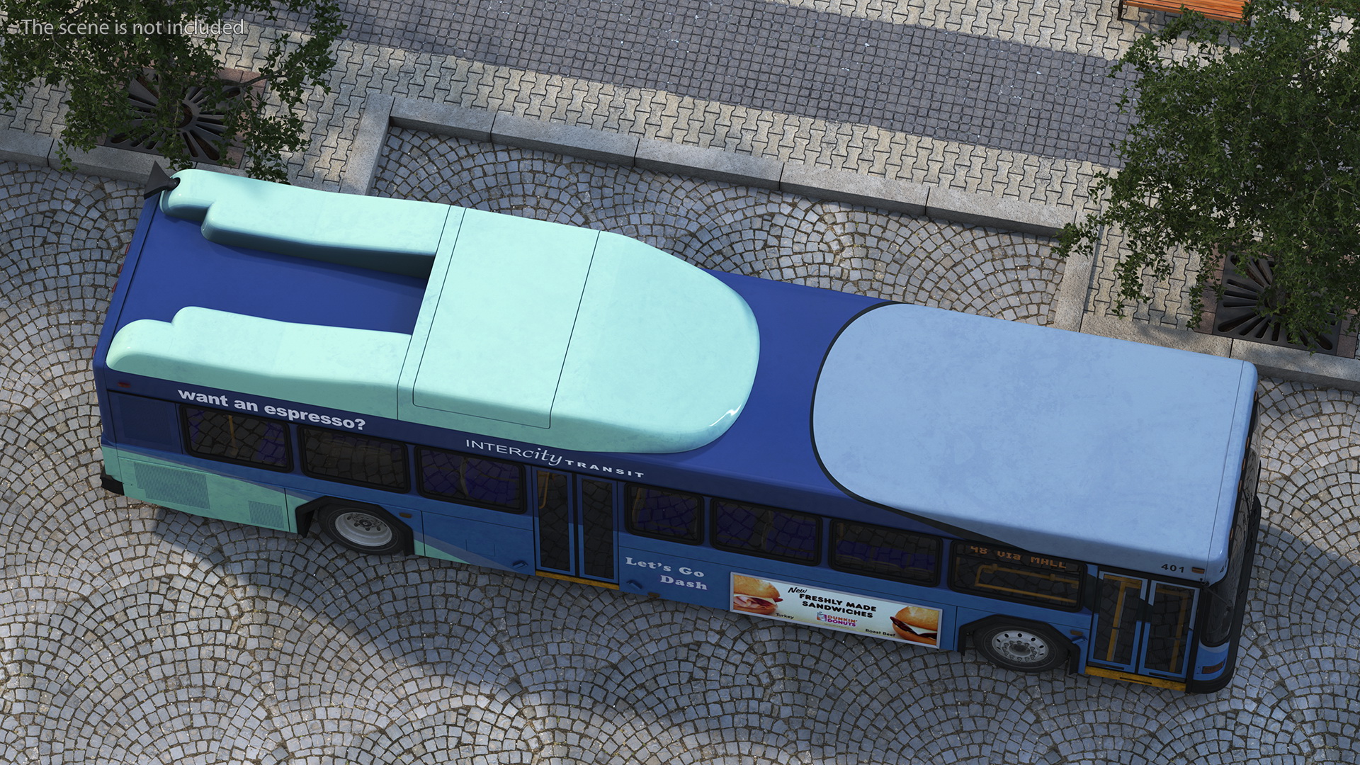 3D Gillig Low Floor Hybrid Bus Intercity Blue Simple Interior model