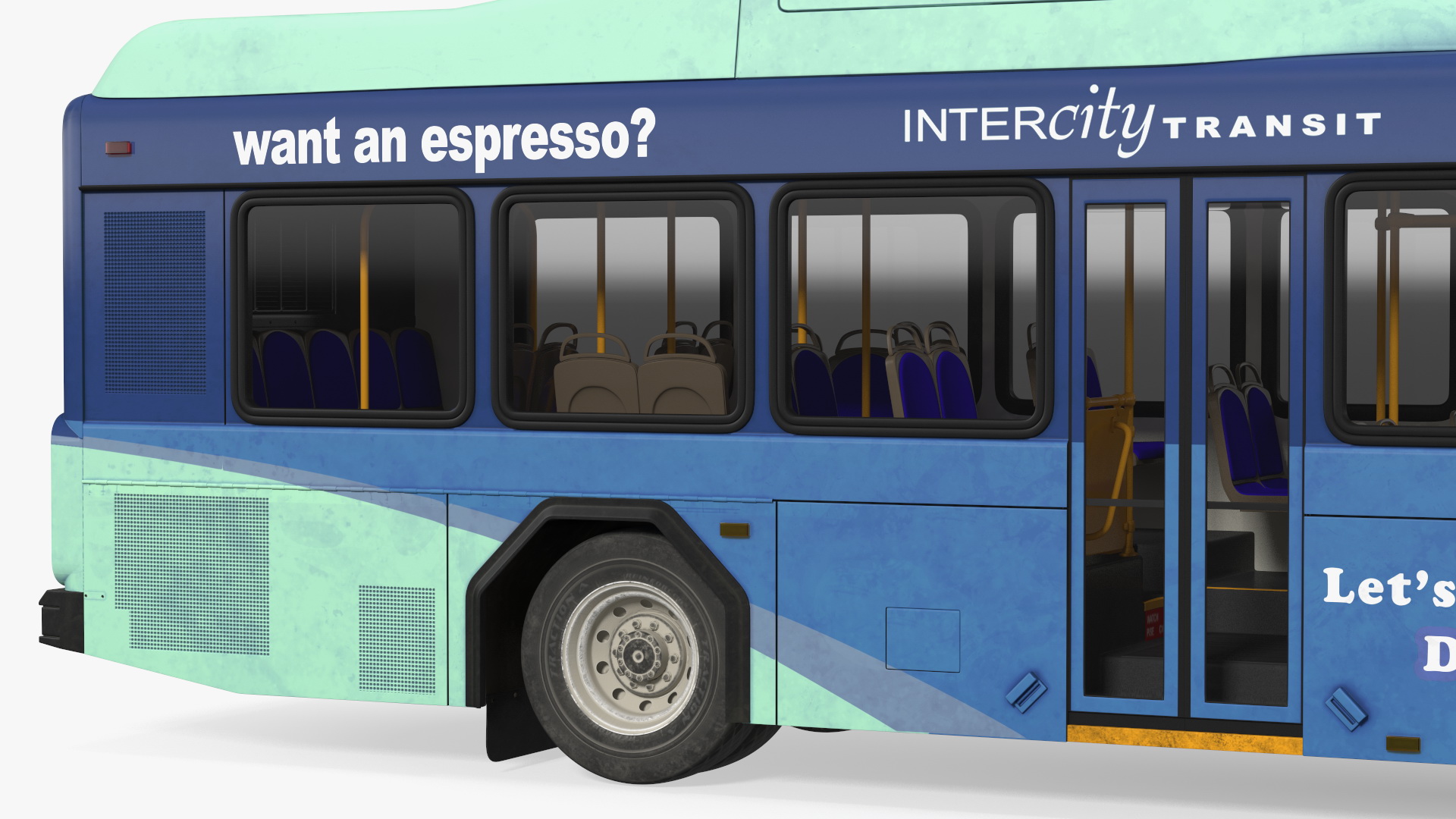3D Gillig Low Floor Hybrid Bus Intercity Blue Simple Interior model