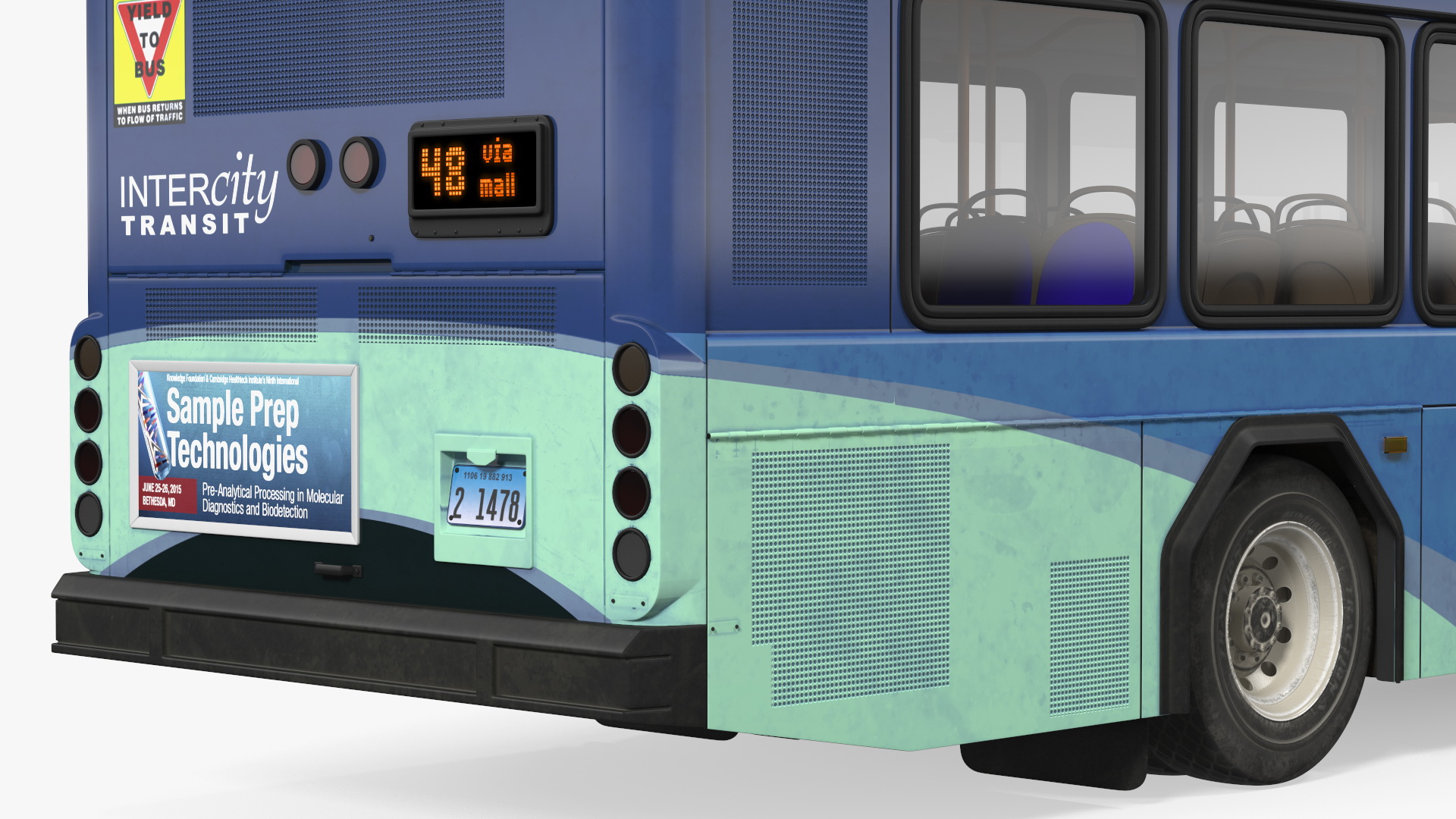 3D Gillig Low Floor Hybrid Bus Intercity Blue Simple Interior model