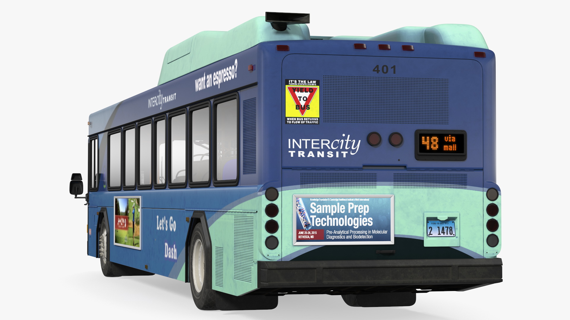 3D Gillig Low Floor Hybrid Bus Intercity Blue Simple Interior model