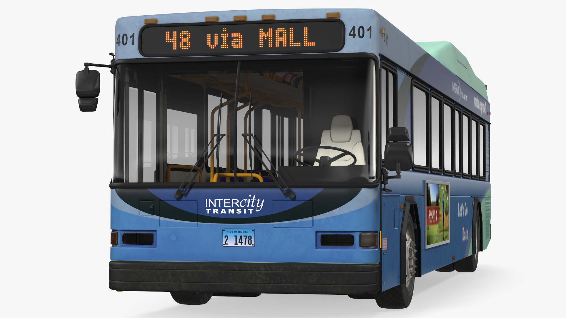 3D Gillig Low Floor Hybrid Bus Intercity Blue Simple Interior model