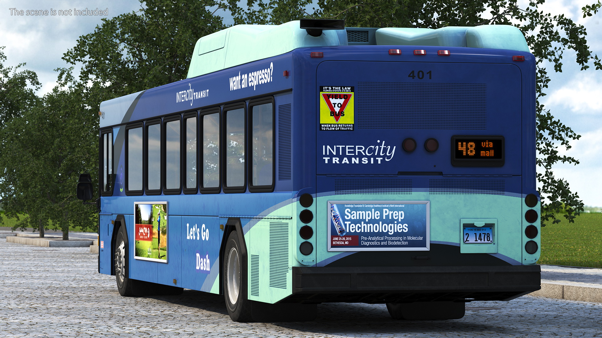 3D Gillig Low Floor Hybrid Bus Intercity Blue Simple Interior model