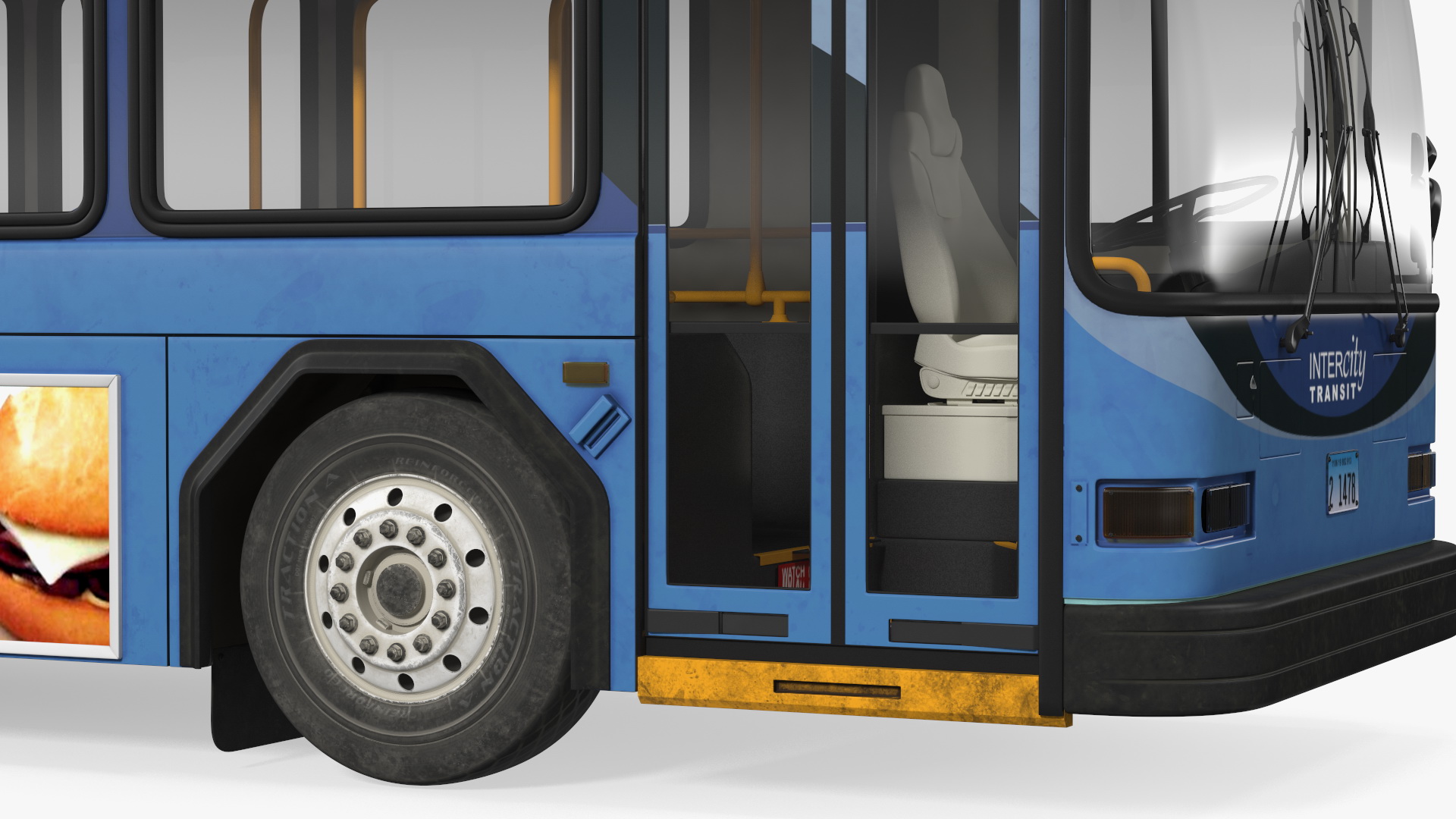 3D Gillig Low Floor Hybrid Bus Intercity Blue Simple Interior model