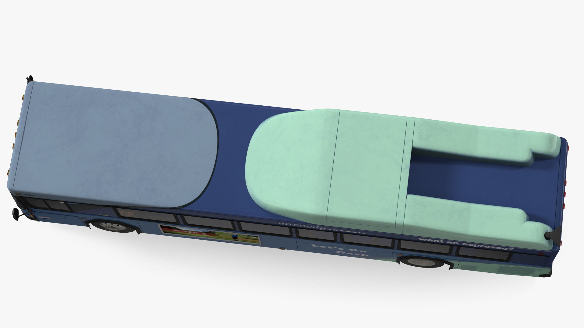 3D Gillig Low Floor Hybrid Bus Intercity Blue Simple Interior model