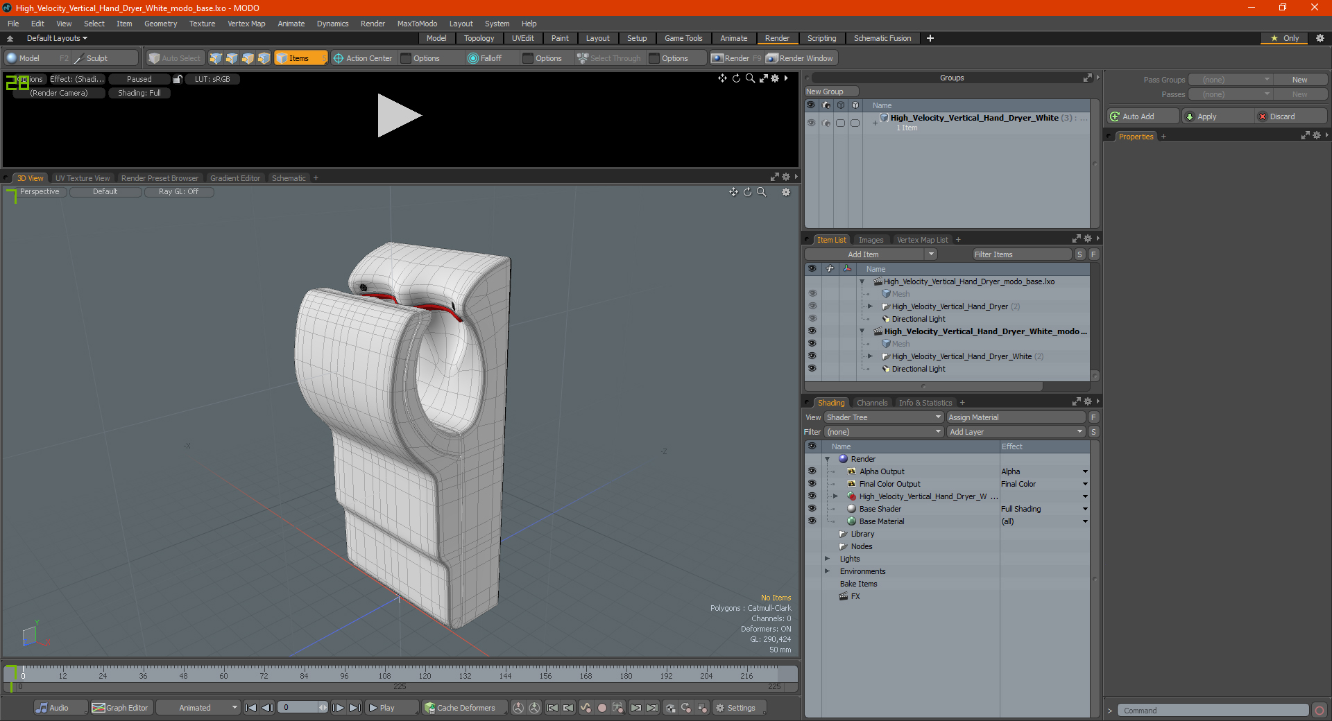 High Velocity Vertical Hand Dryer White 3D model