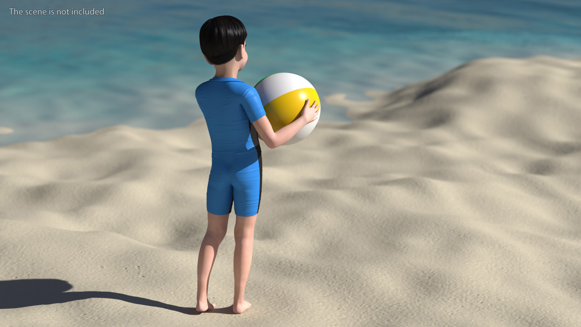 3D model Asian Child Boy Swimwear Rigged for Maya