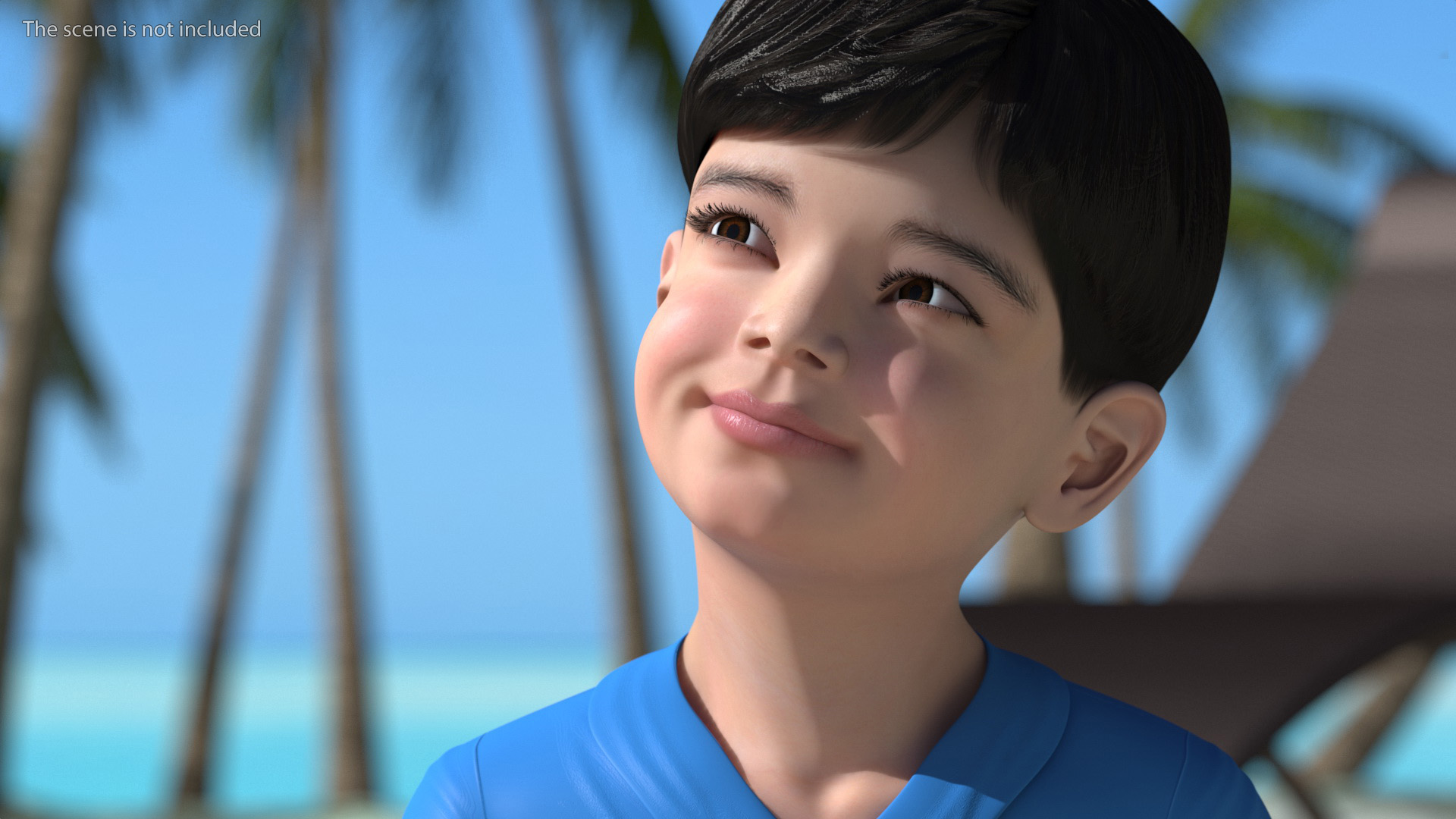 3D model Asian Child Boy Swimwear Rigged for Maya