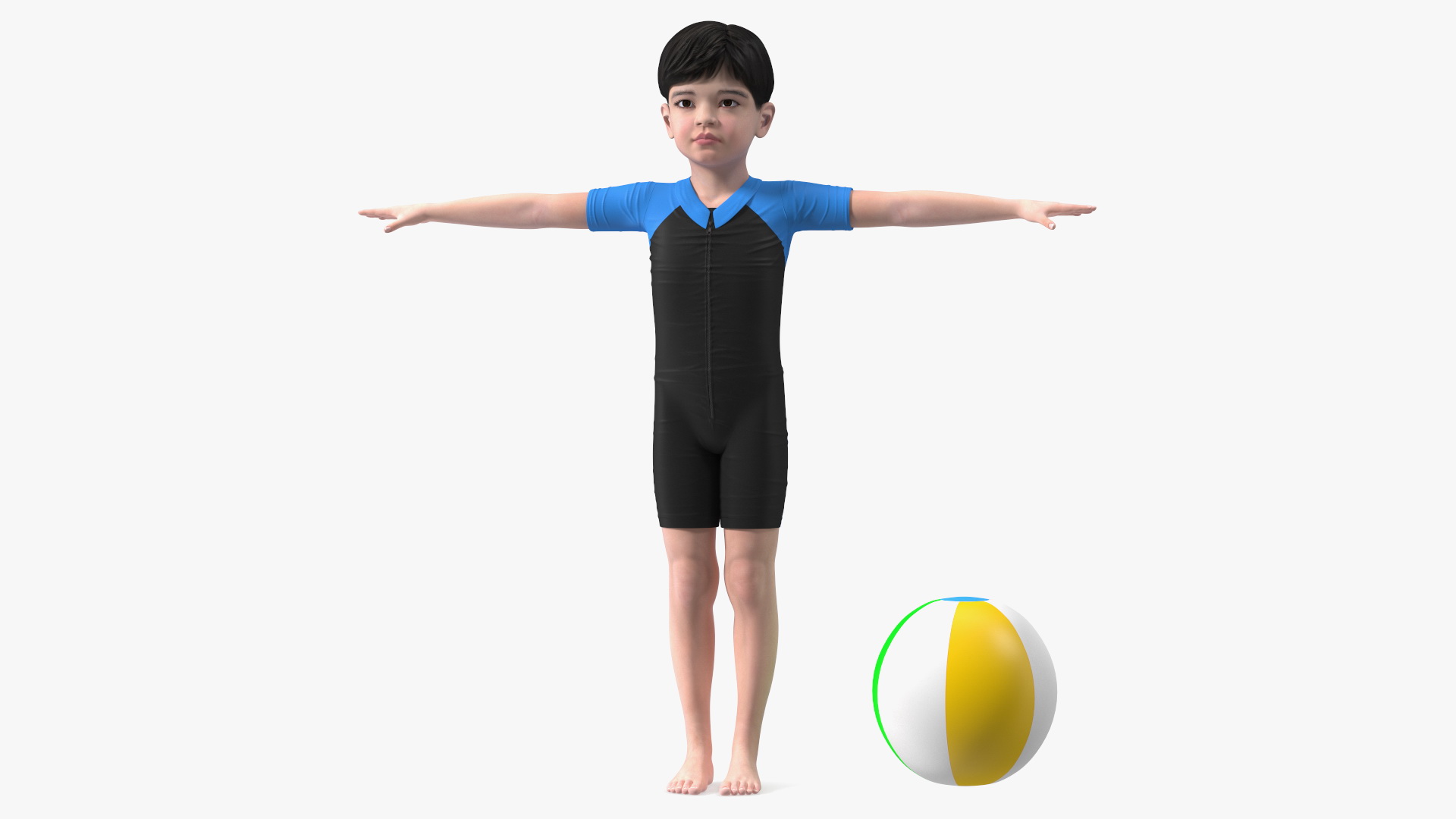 3D model Asian Child Boy Swimwear Rigged for Maya