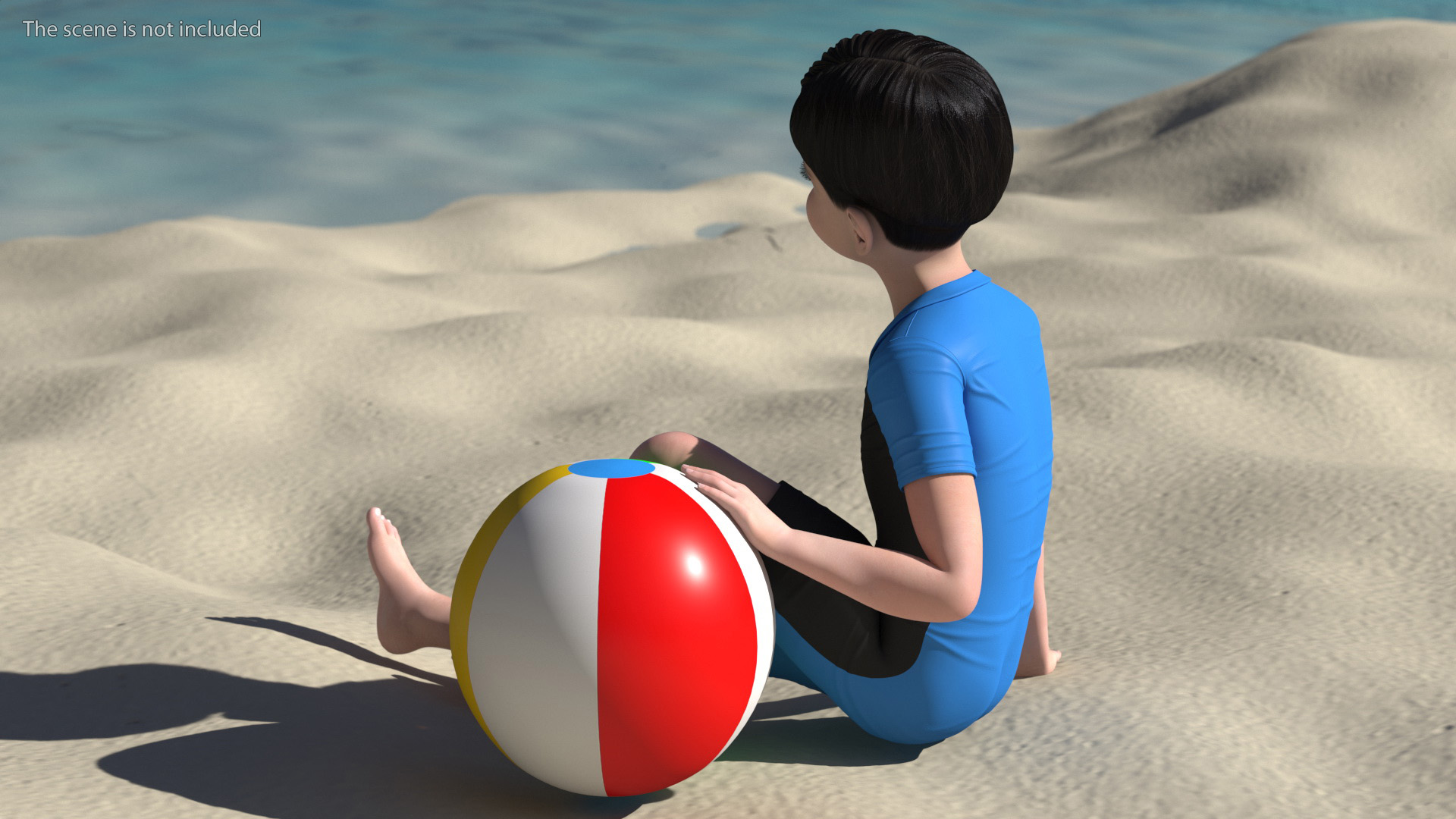3D model Asian Child Boy Swimwear Rigged for Maya