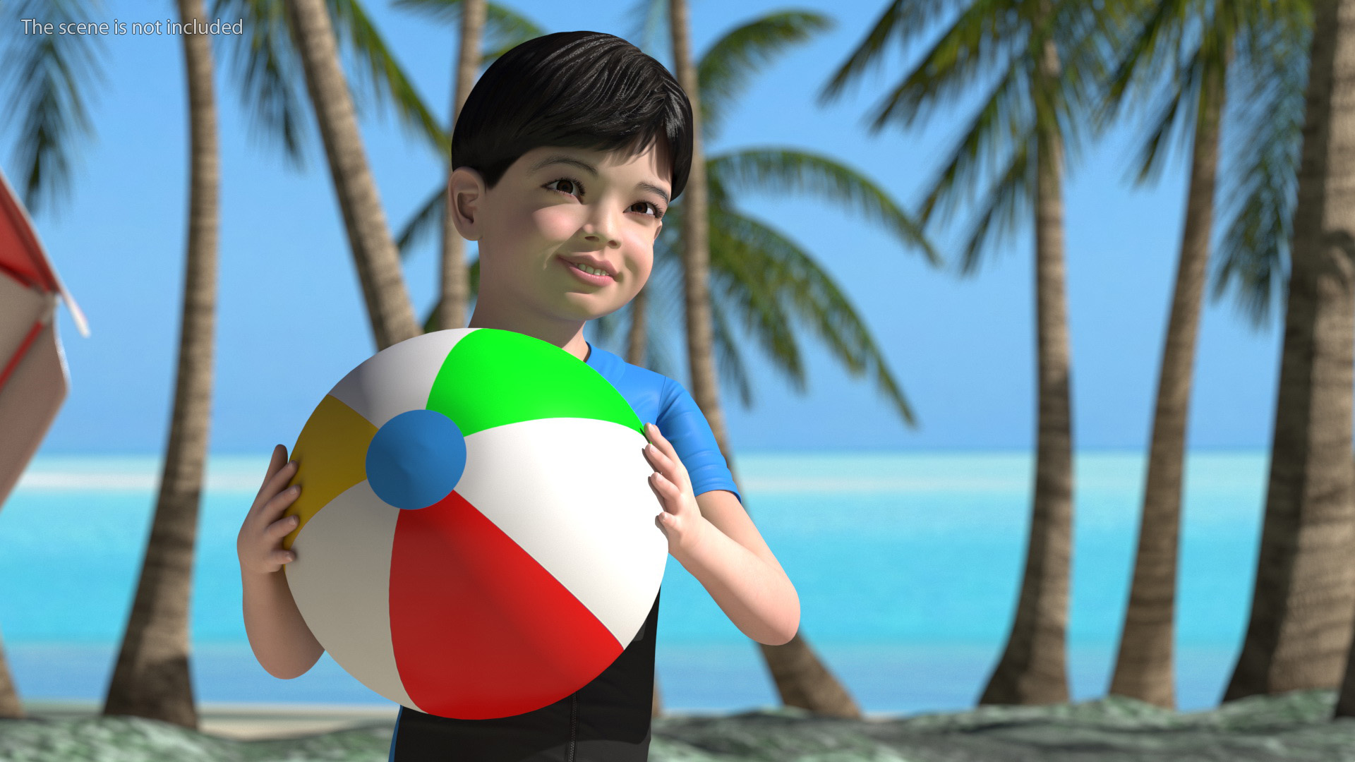 3D model Asian Child Boy Swimwear Rigged for Maya
