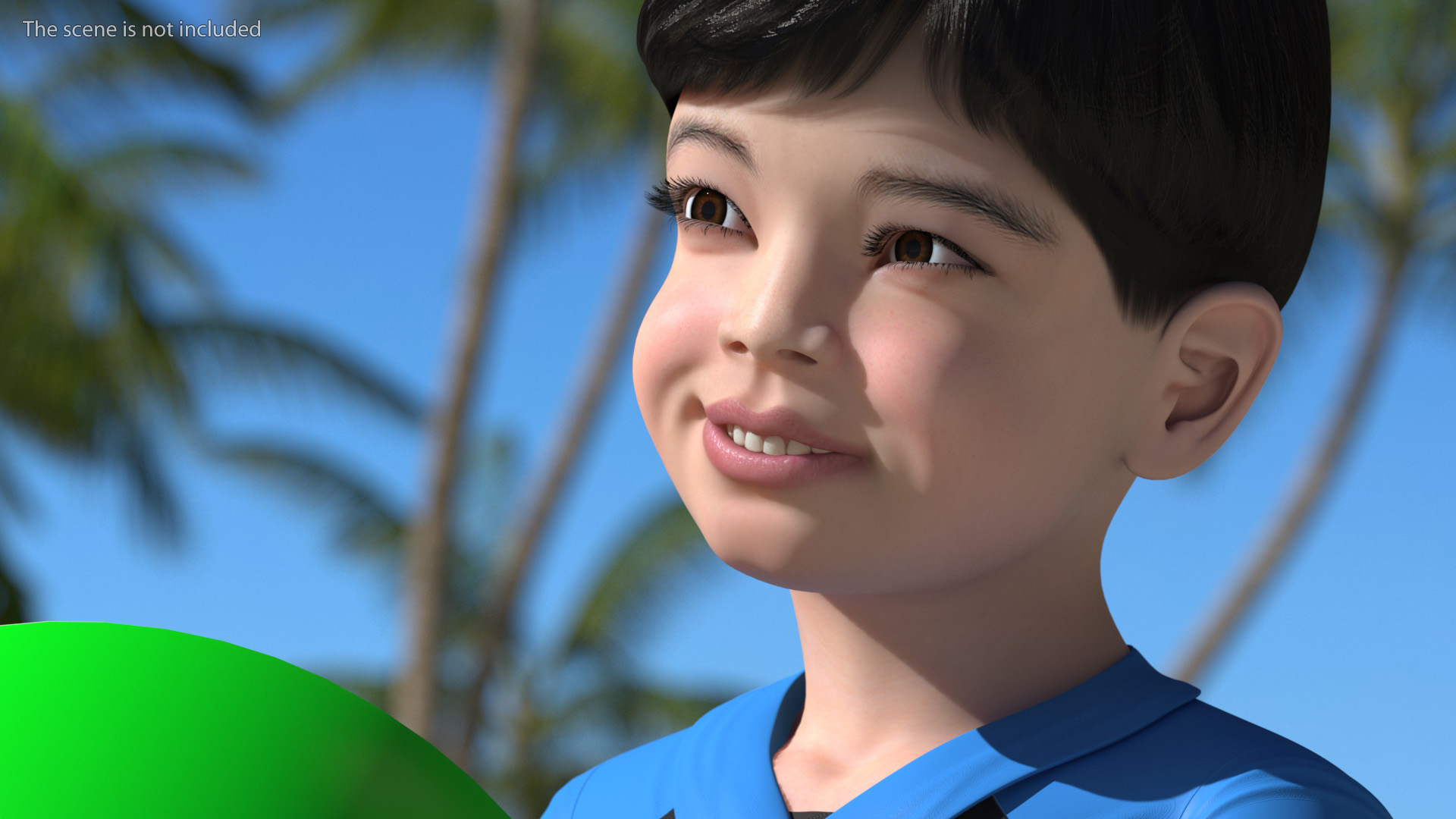 3D model Asian Child Boy Swimwear Rigged for Maya