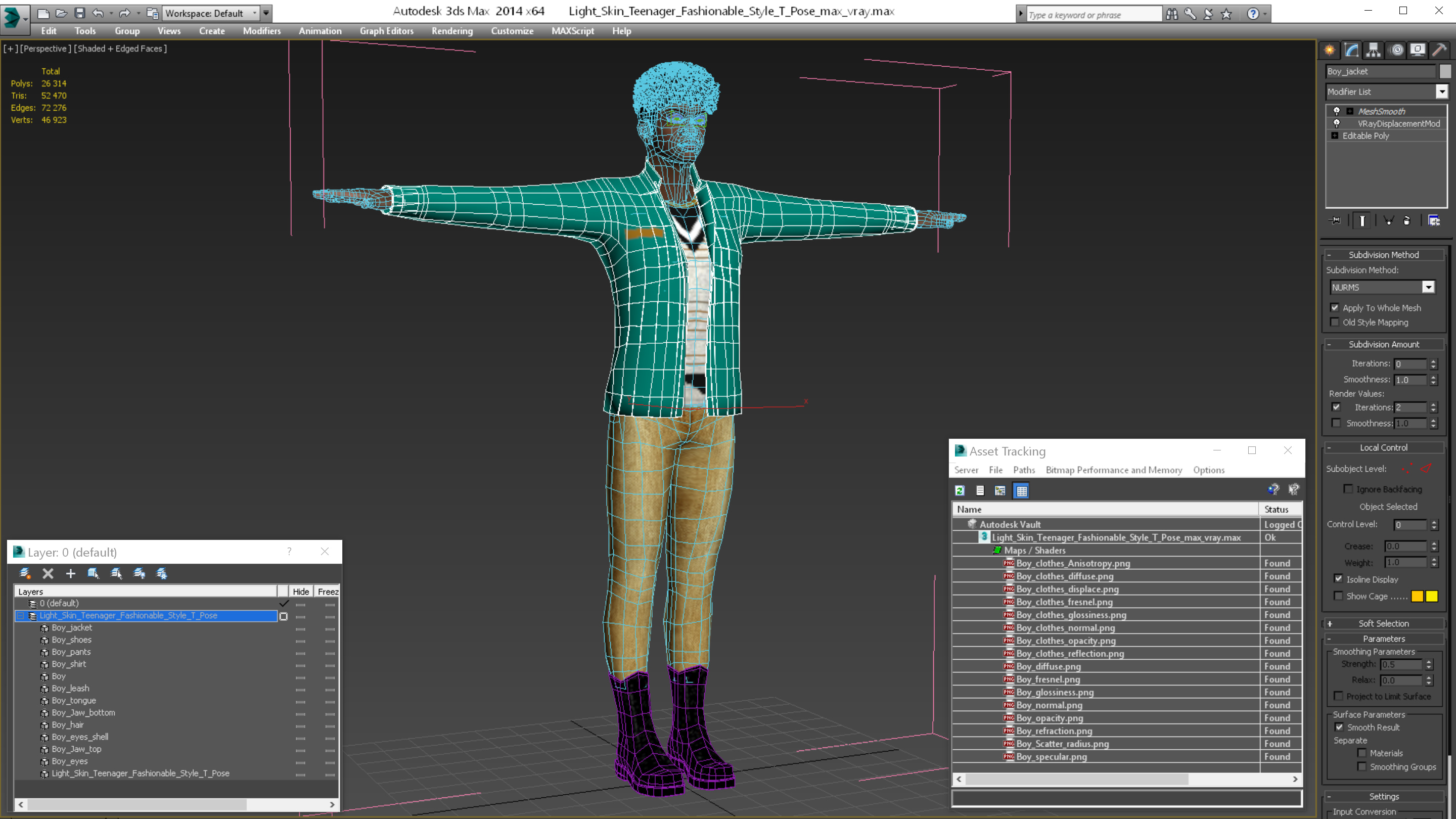 Light Skin Teenager Fashionable Style T Pose 3D model