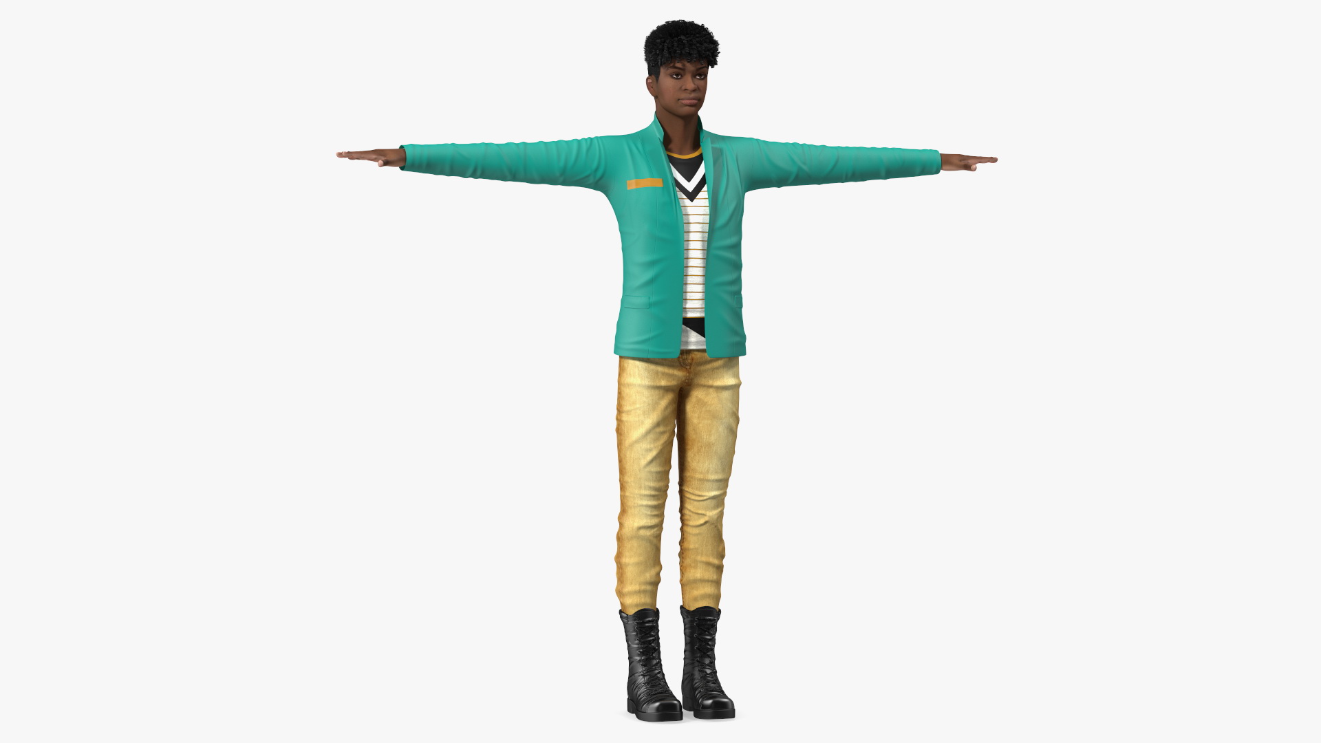 Light Skin Teenager Fashionable Style T Pose 3D model