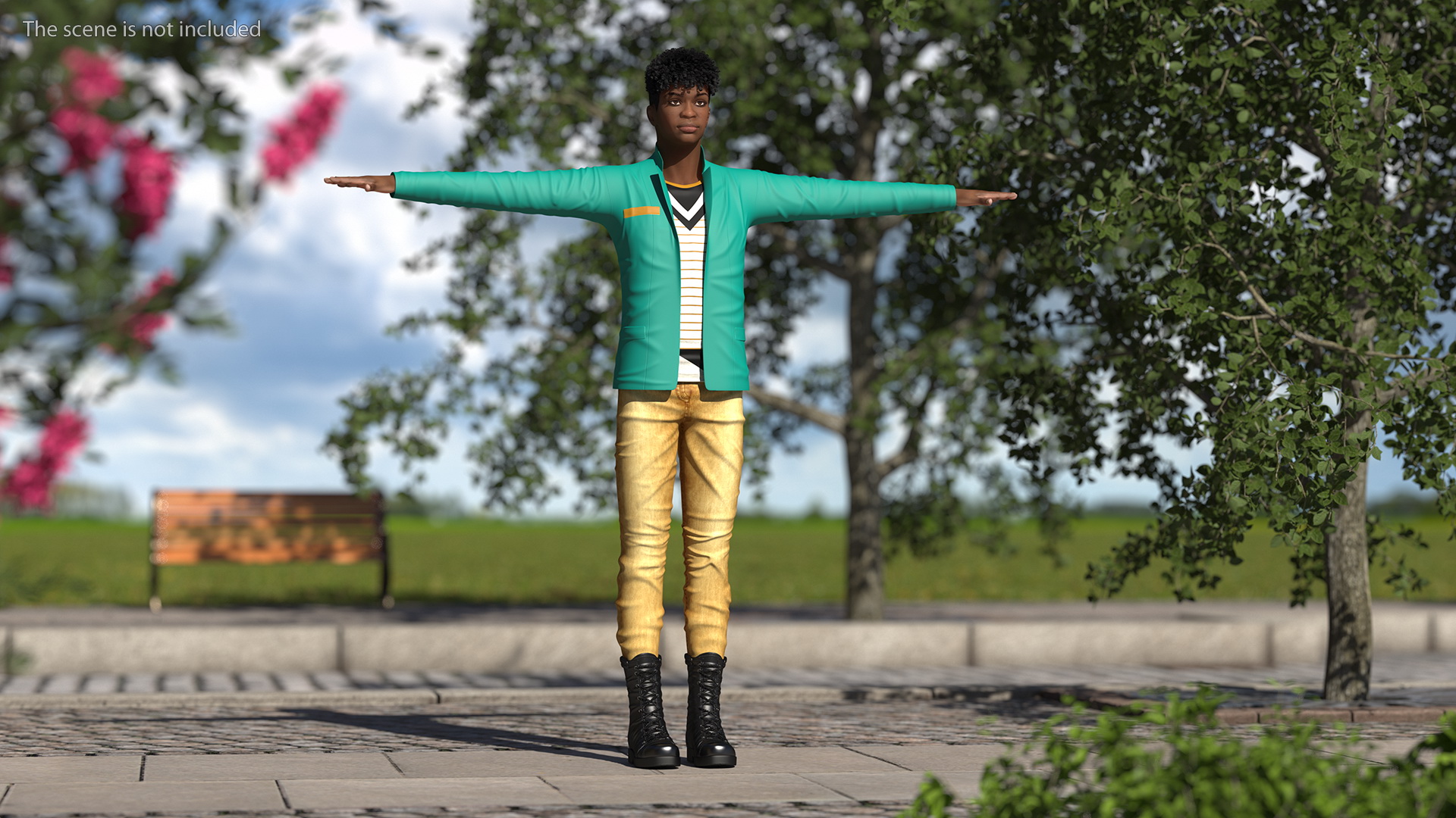 Light Skin Teenager Fashionable Style T Pose 3D model