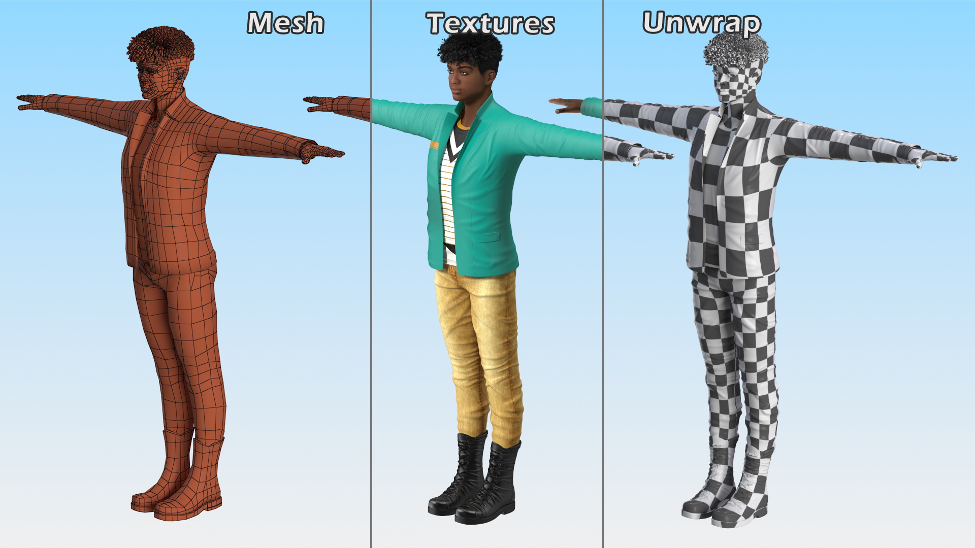 Light Skin Teenager Fashionable Style T Pose 3D model