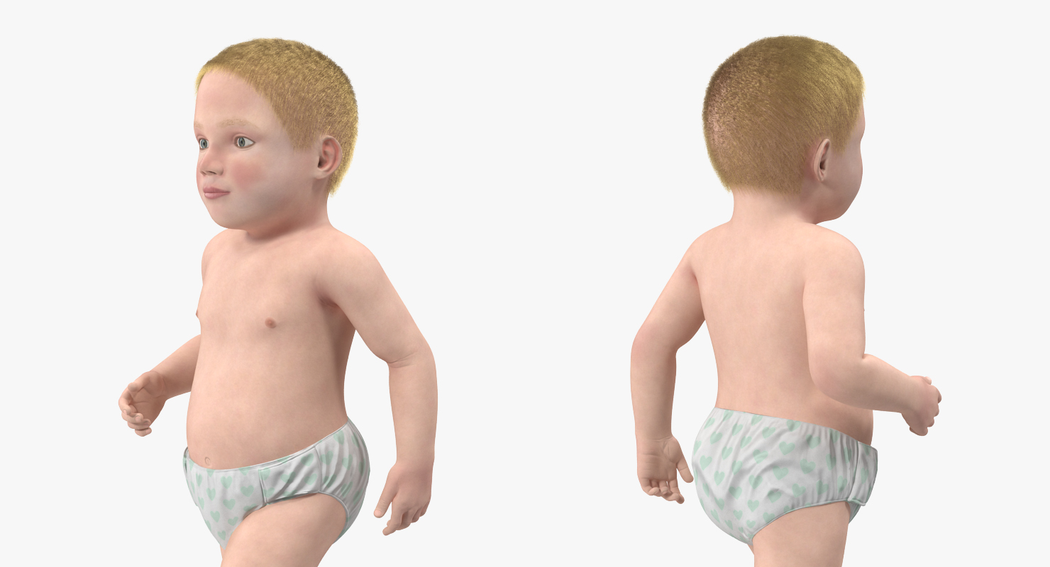 3D model Baby Boy Walking with Fur