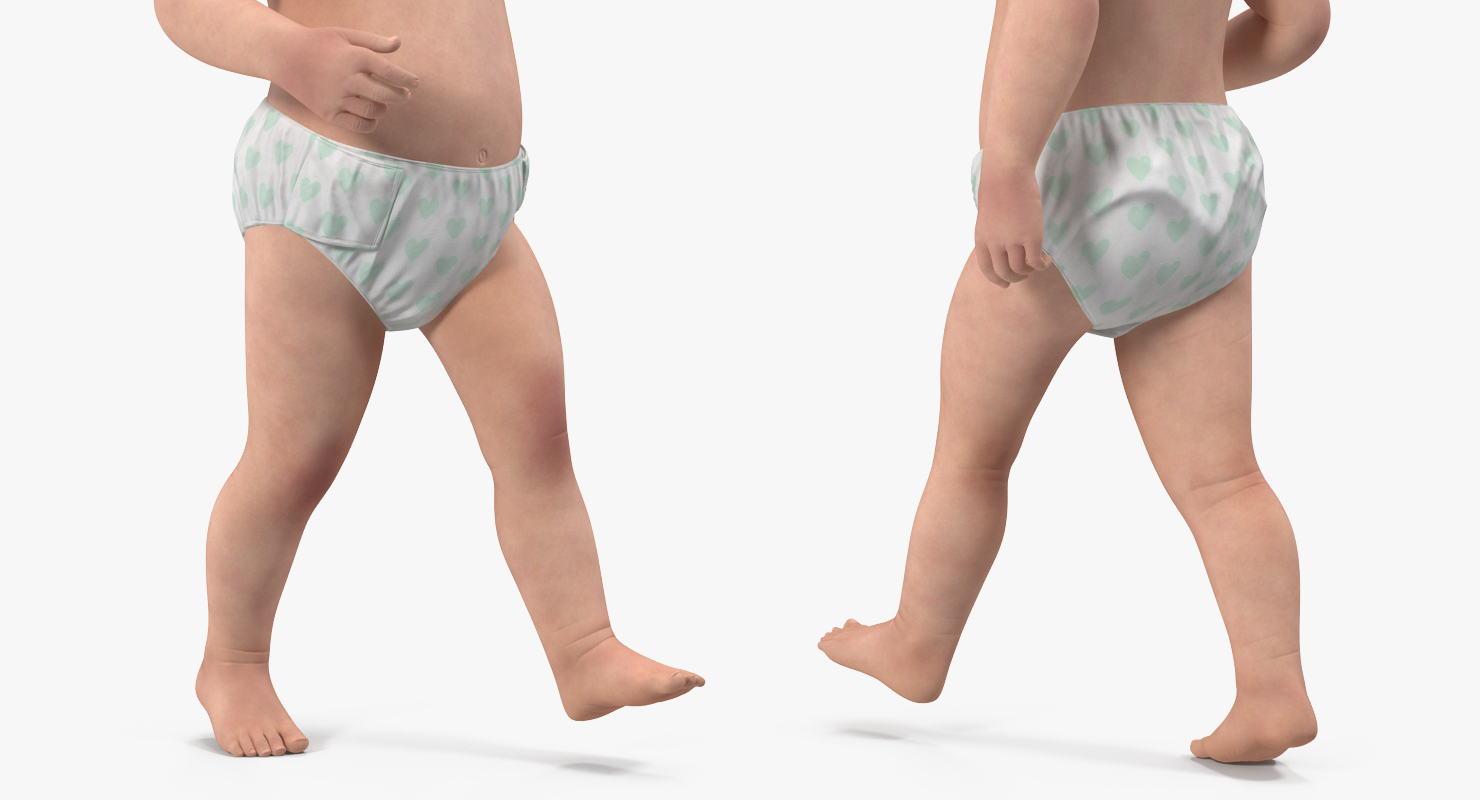 Asian Baby Boy Walking 3D