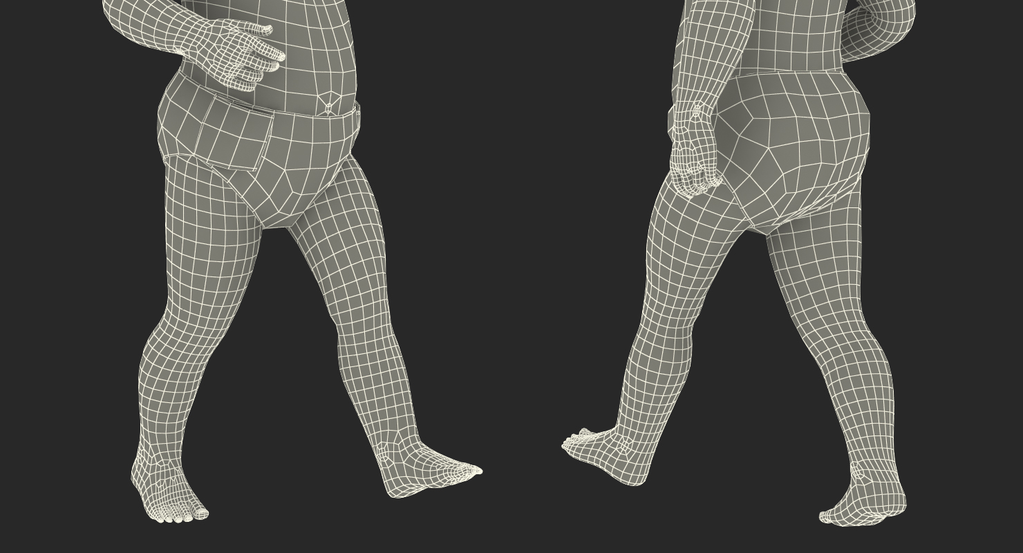 Asian Baby Boy Walking 3D