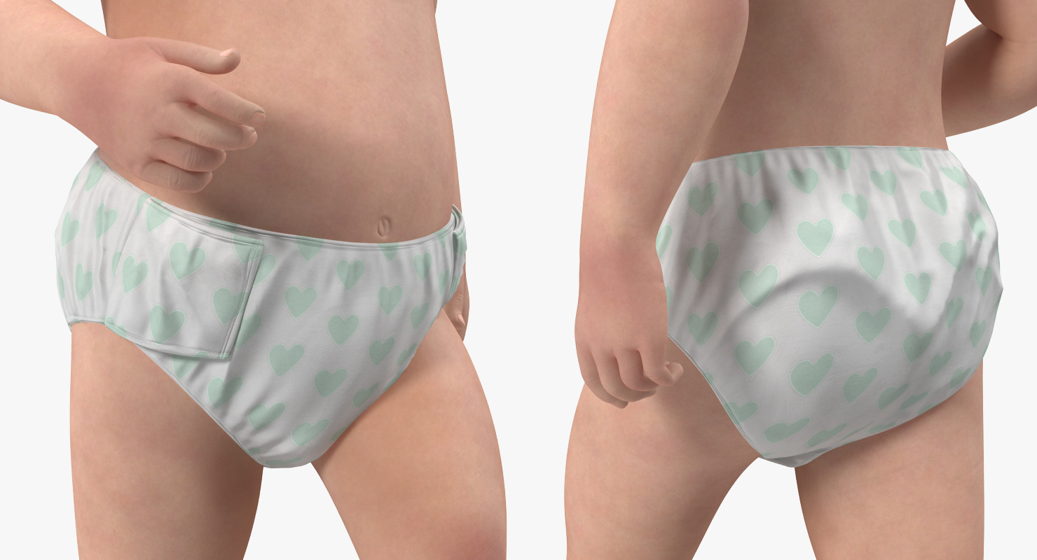 Asian Baby Boy Walking 3D