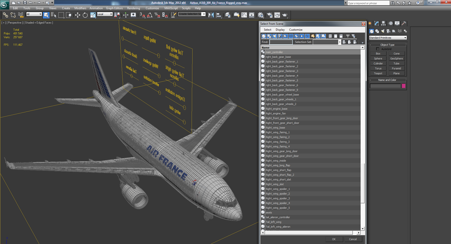 3D Airbus A310 300 Air France Rigged model