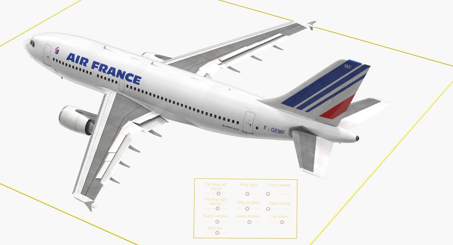 3D Airbus A310 300 Air France Rigged model