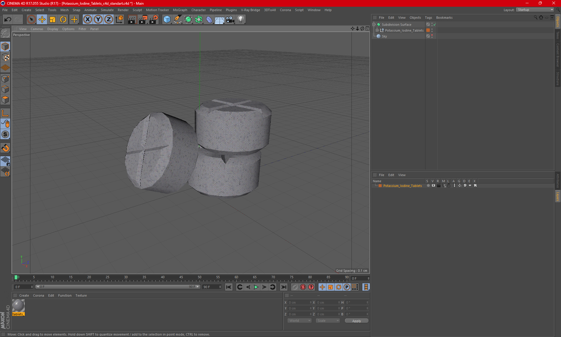 Potassium Iodine Tablets 3D model