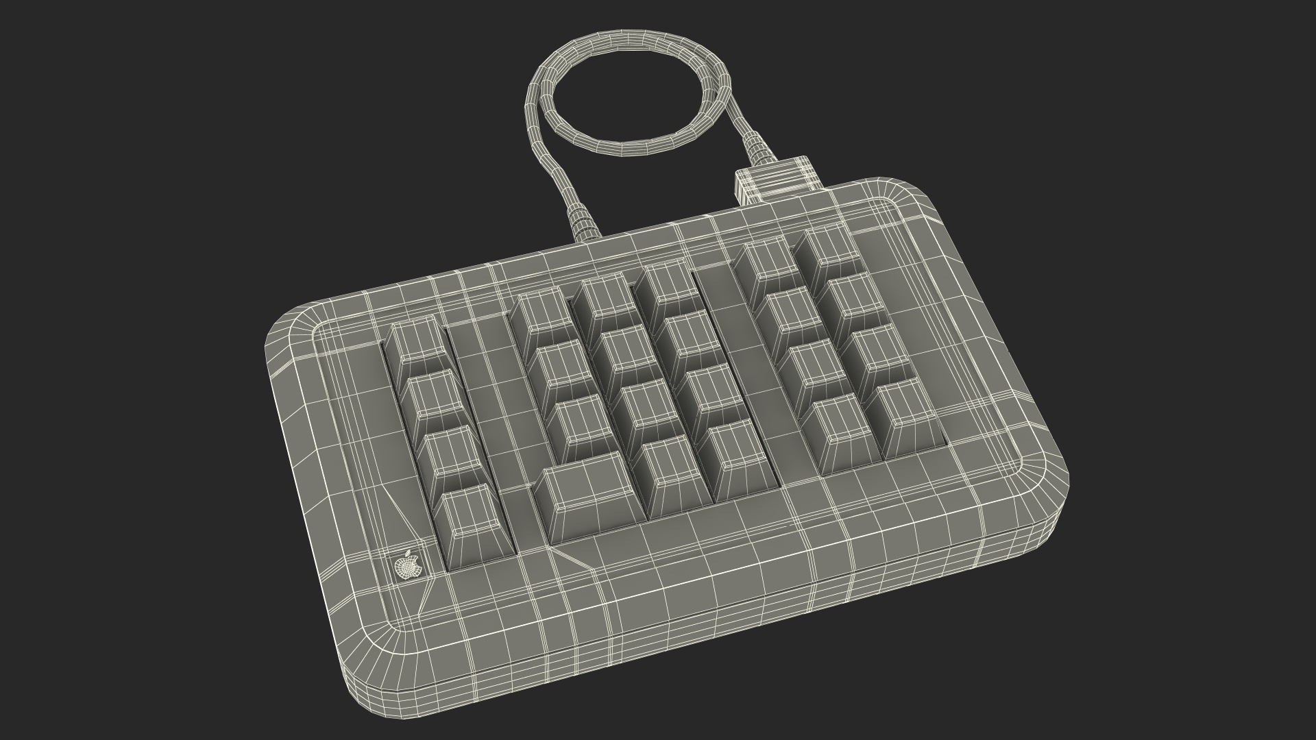 3D Vintage Numeric Keypad Apple model