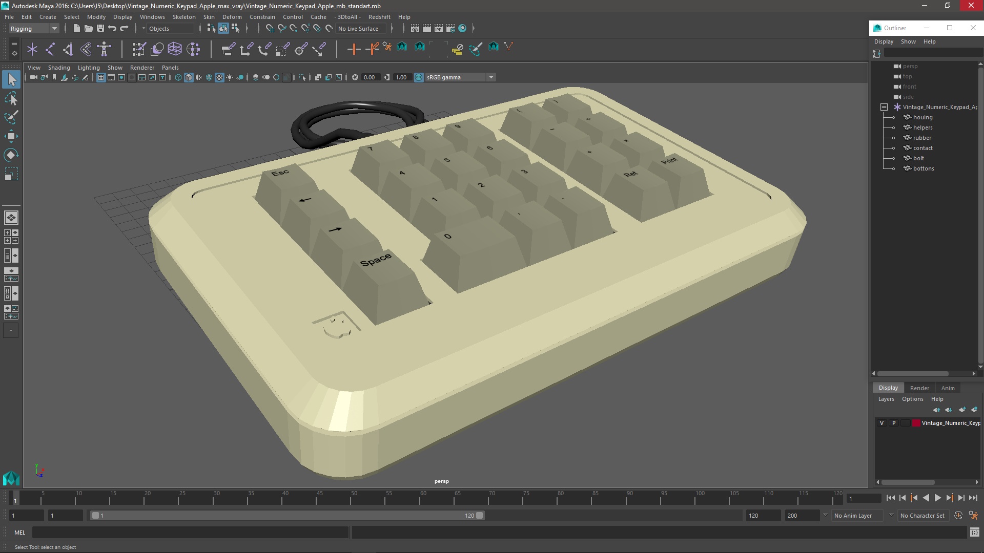 3D Vintage Numeric Keypad Apple model