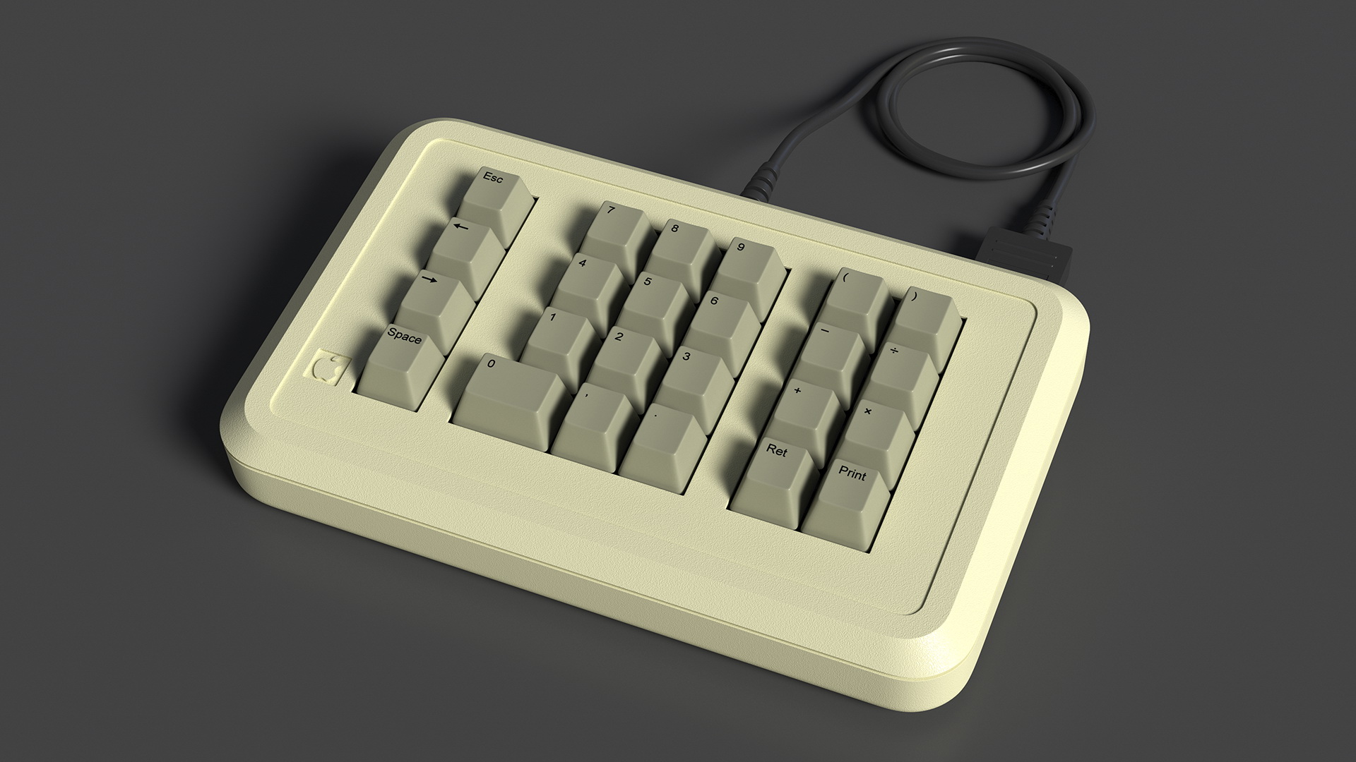 3D Vintage Numeric Keypad Apple model