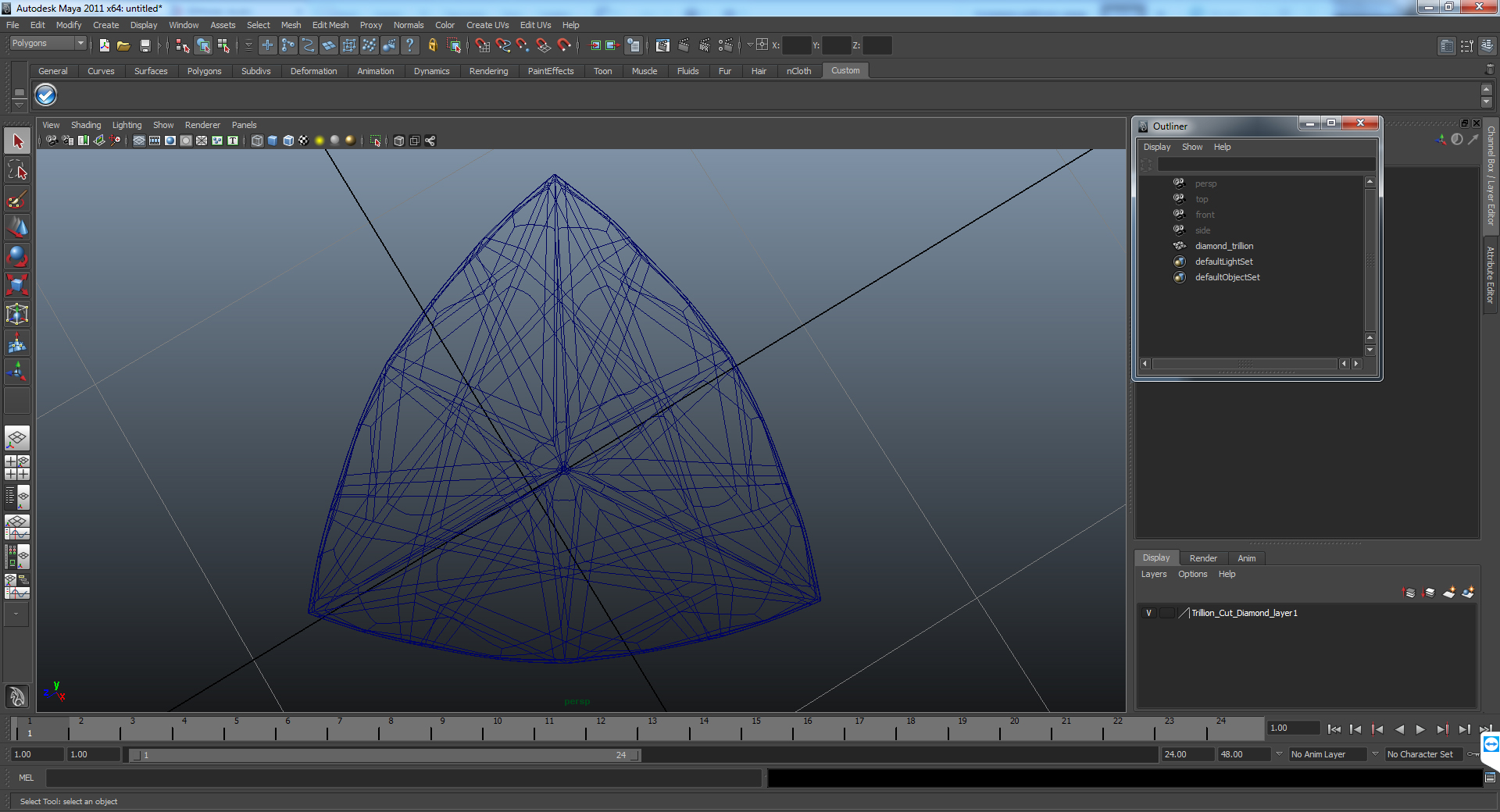 3D model Trillion Cut Diamond
