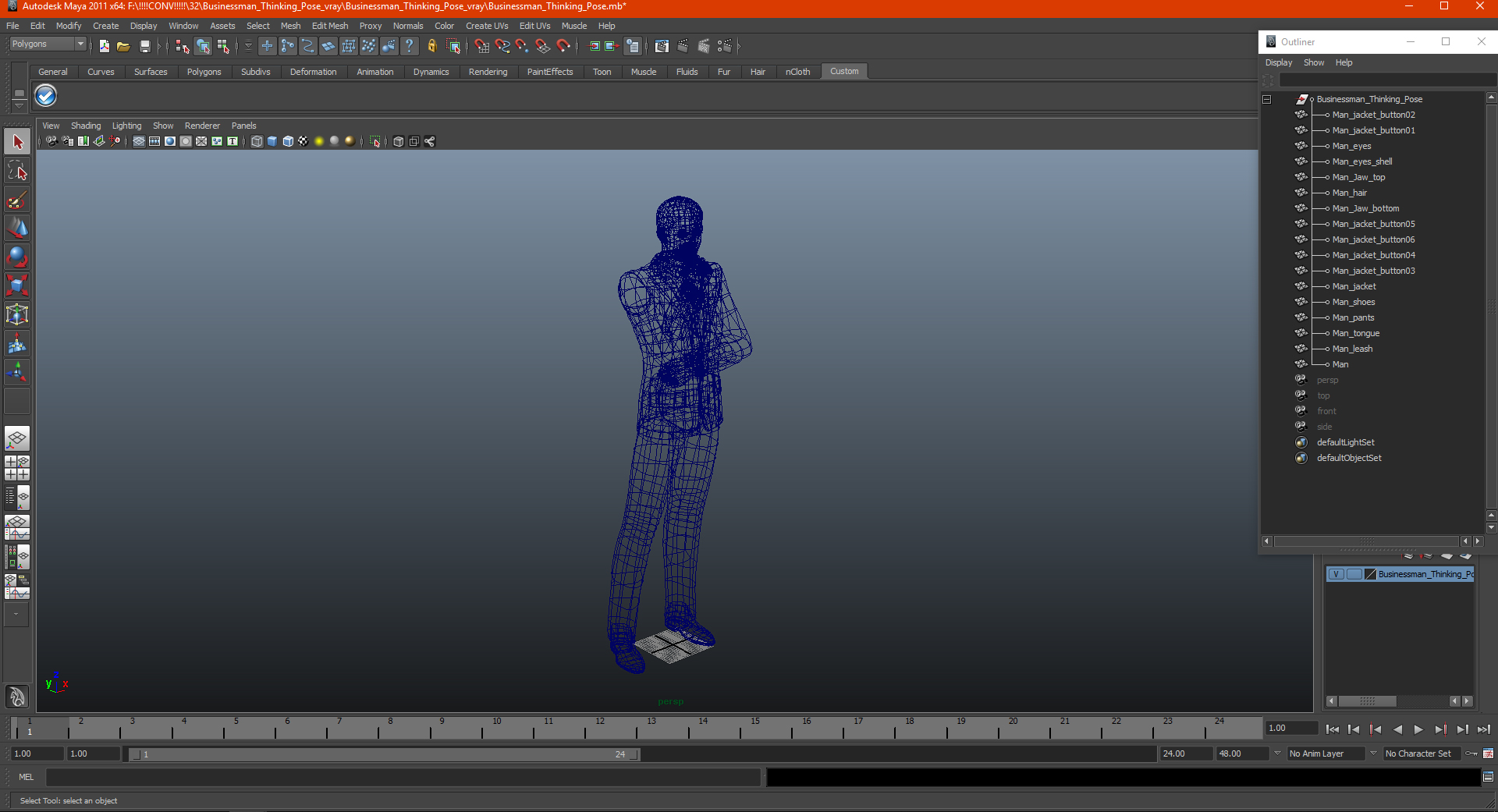 3D model Businessman Thinking Pose