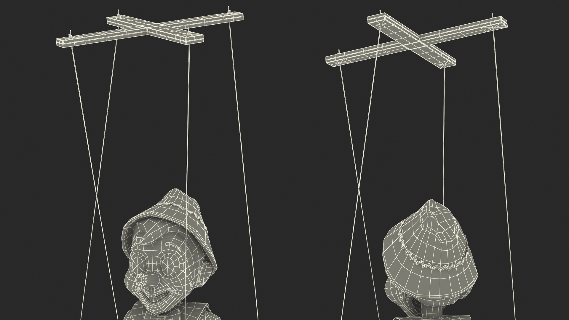3D model Pinnochio Wooden Marionette Figure Rigged for Cinema 4D