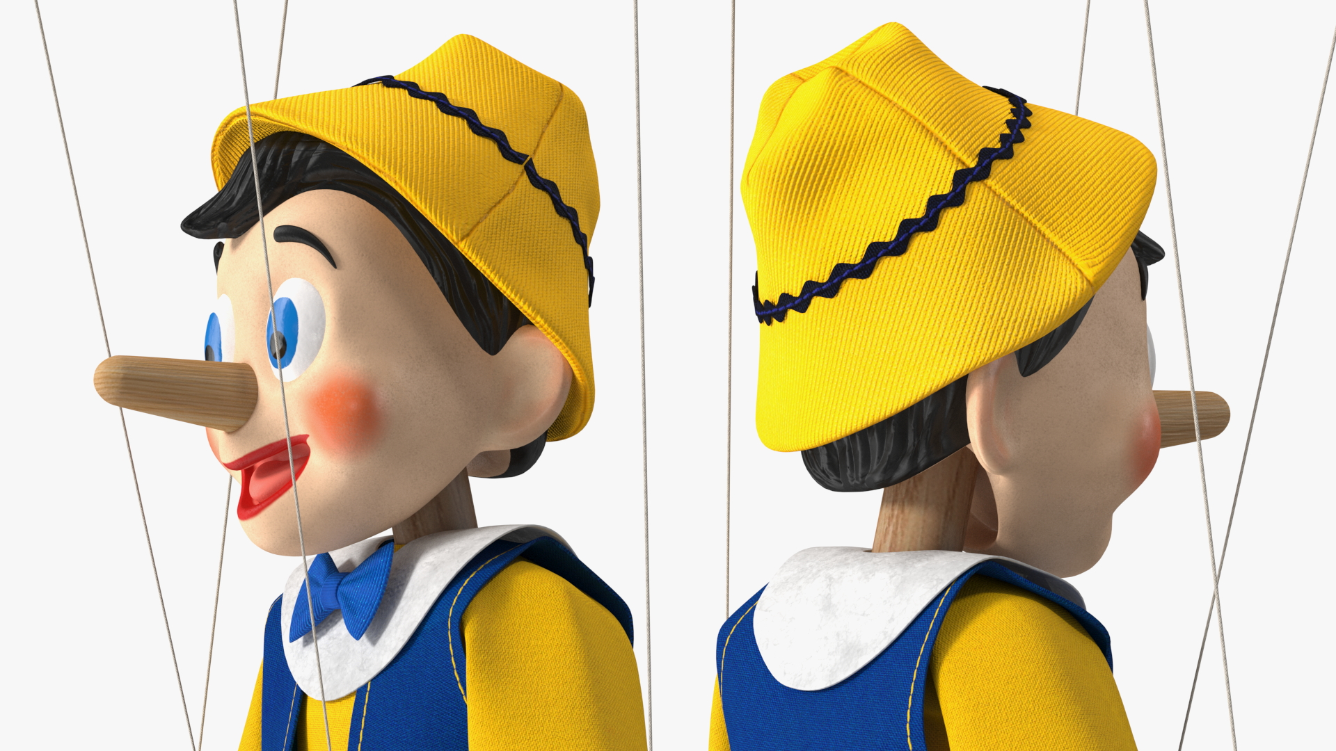 3D model Pinnochio Wooden Marionette Figure Rigged for Cinema 4D