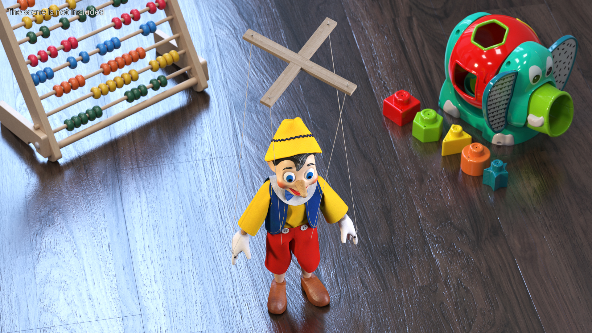 3D model Pinnochio Wooden Marionette Figure Rigged for Cinema 4D