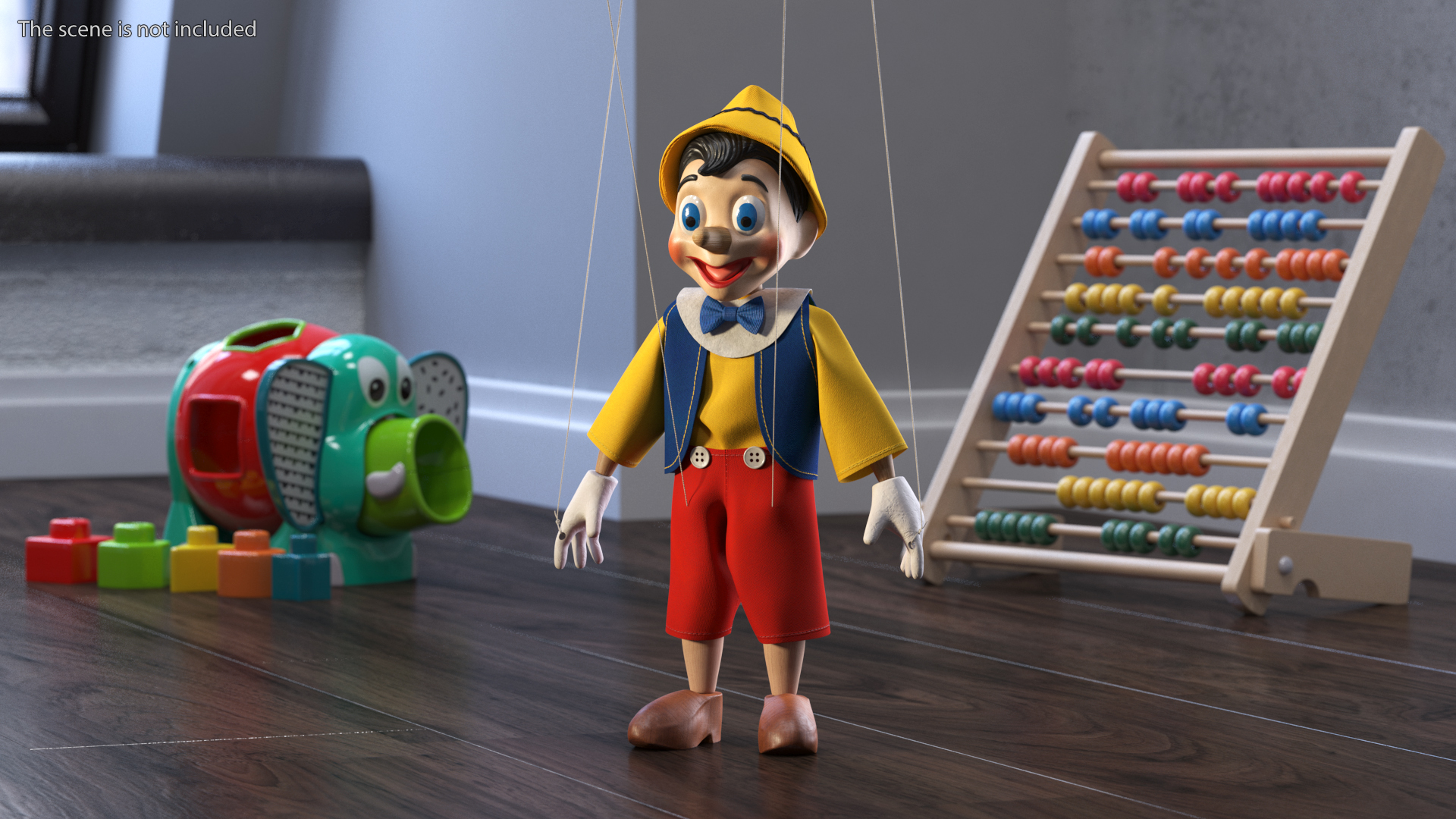 3D model Pinnochio Wooden Marionette Figure Rigged for Cinema 4D