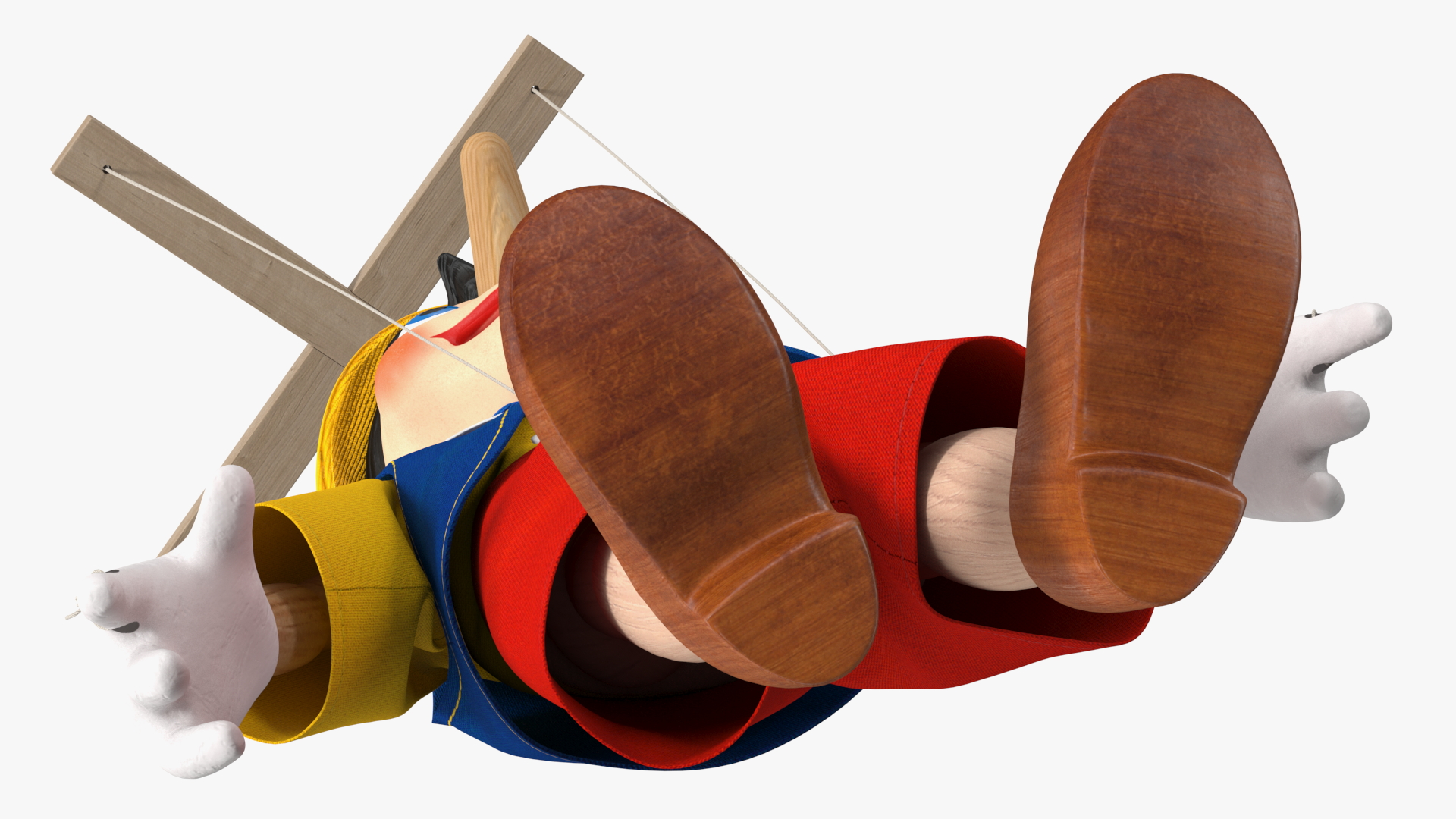 3D model Pinnochio Wooden Marionette Figure Rigged for Cinema 4D