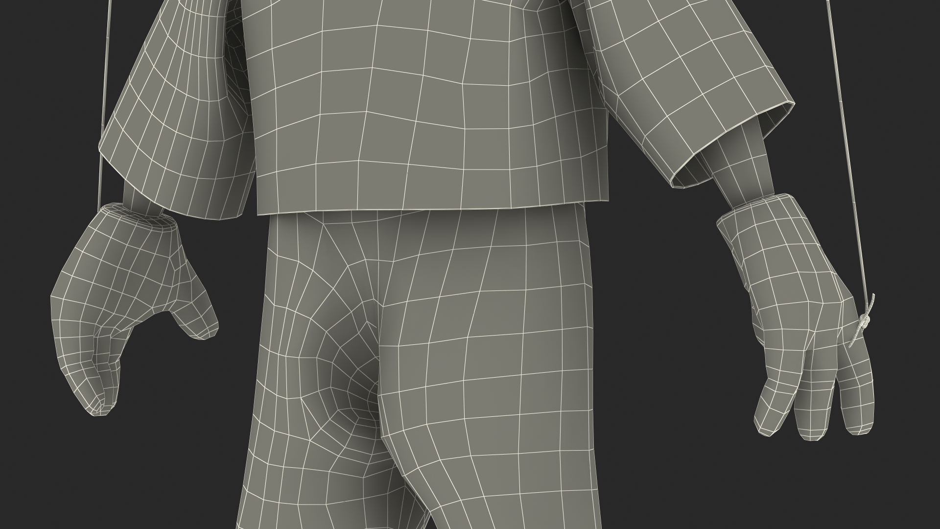 3D model Pinnochio Wooden Marionette Figure Rigged for Cinema 4D