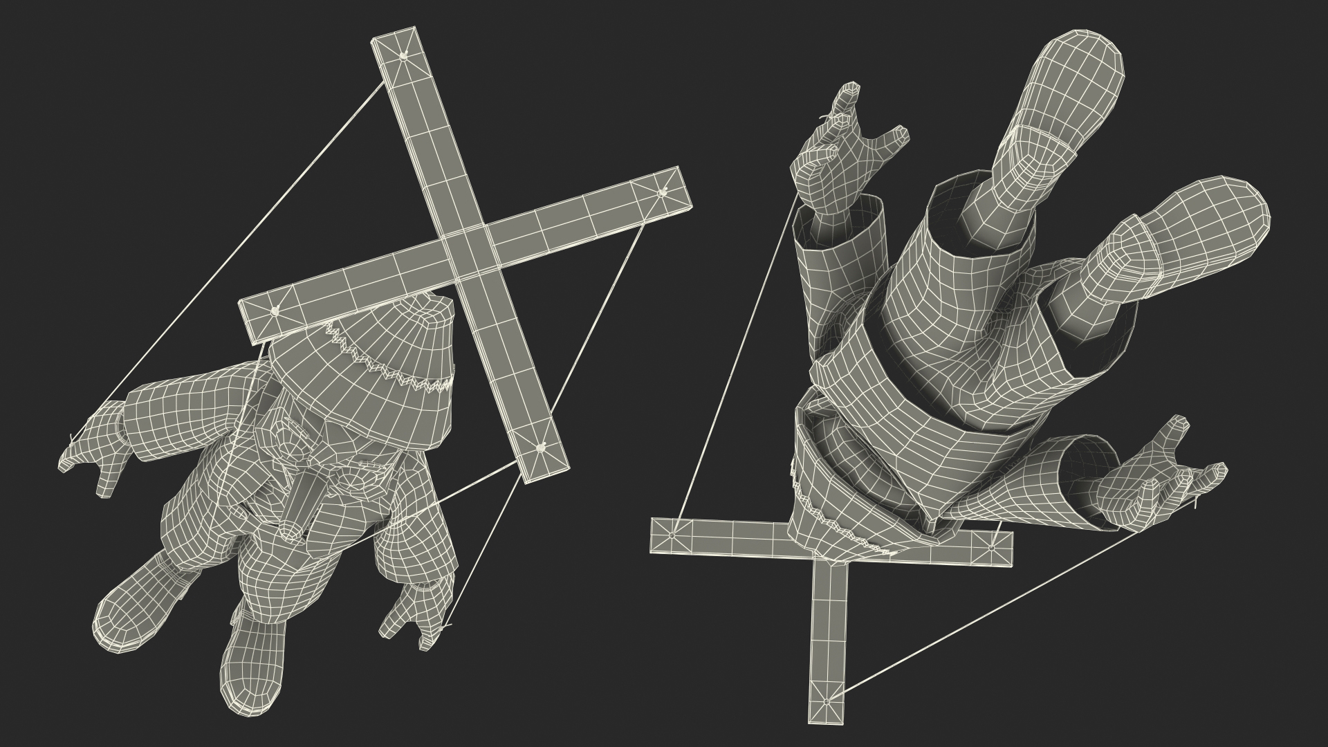 3D model Pinnochio Wooden Marionette Figure Rigged for Cinema 4D